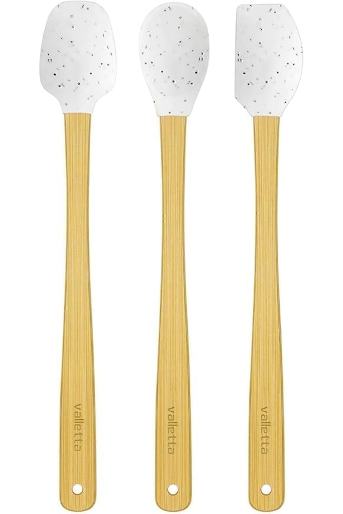 STOREMAX buxystorem Indigo 3'Lü Beyaz Noktalı Bambu Silikon Spatula Seti Uzun 26 Cm Vlt1516 trendymx 999662