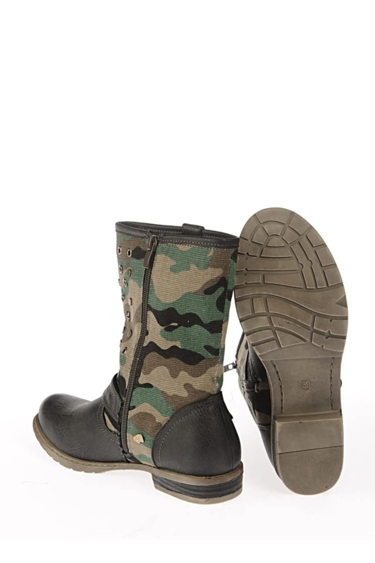 T-Box-Black Women's Boots - Military Patterned 3