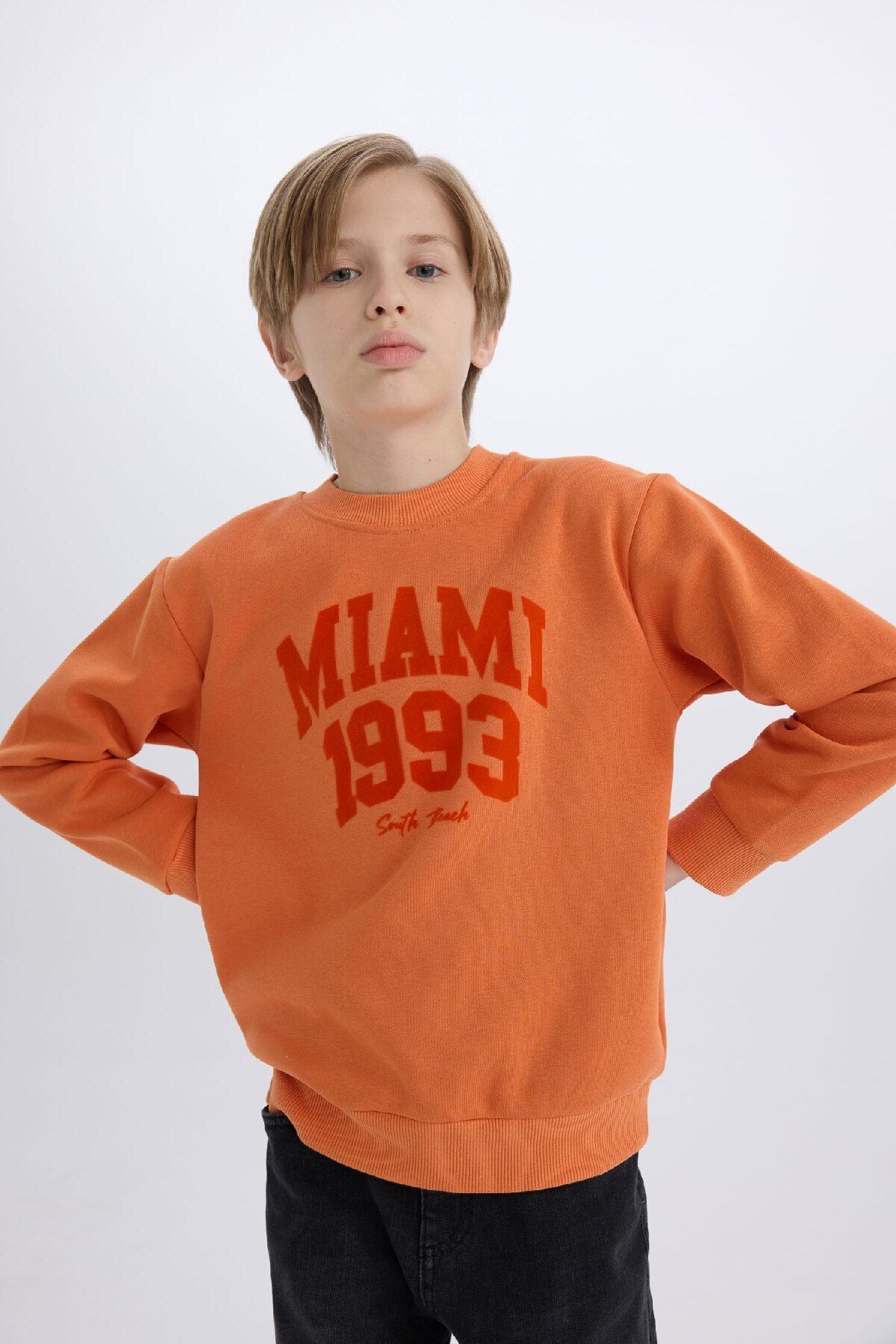 DeFacto-Boy's Crew Neck Thick Sweatshirt - D4350A8Ns 4