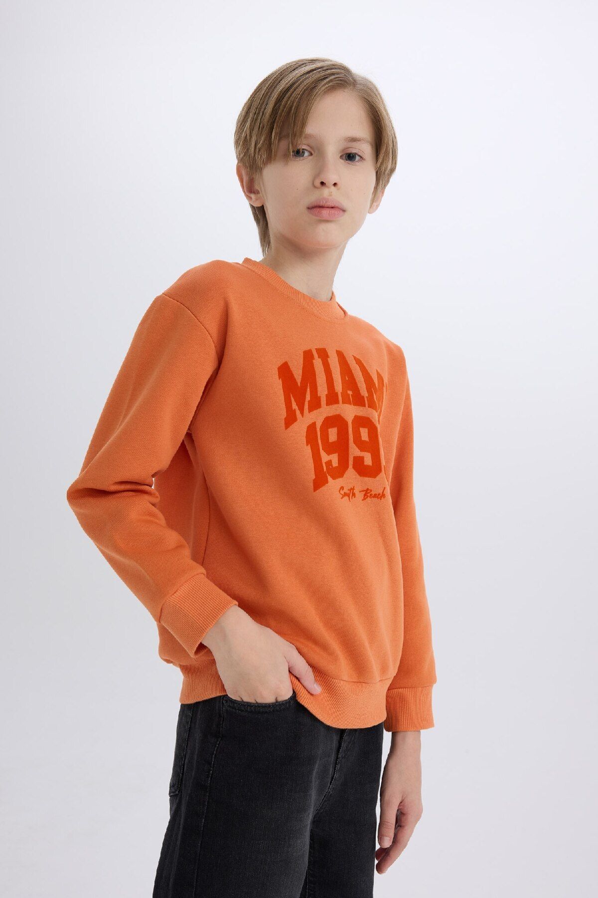 DeFacto-Boy's Crew Neck Thick Sweatshirt - D4350A8Ns 3