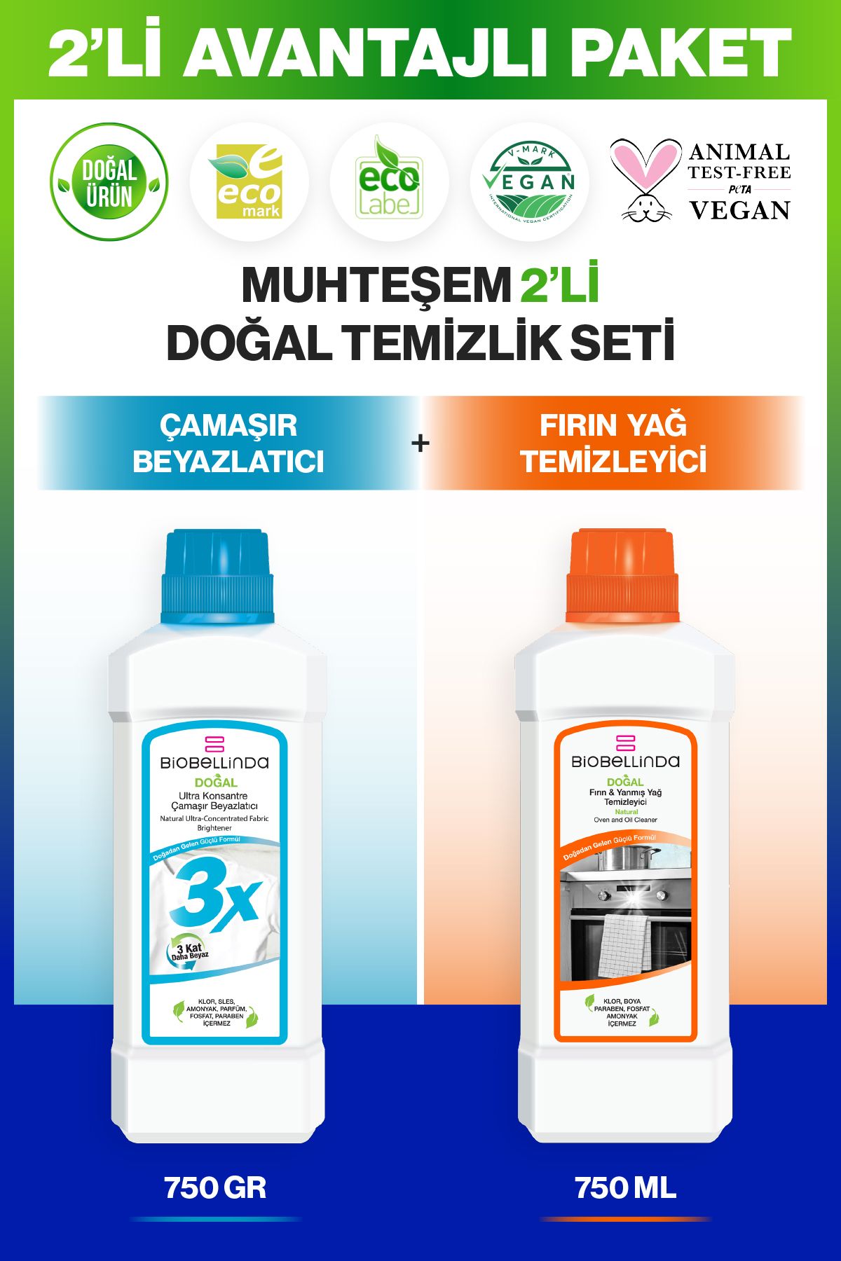 BioBellinda Ultra Konsantre Çamaşır Beyazlatıcı 3x Ve Fırın Yanmış Yağ Temizleyici