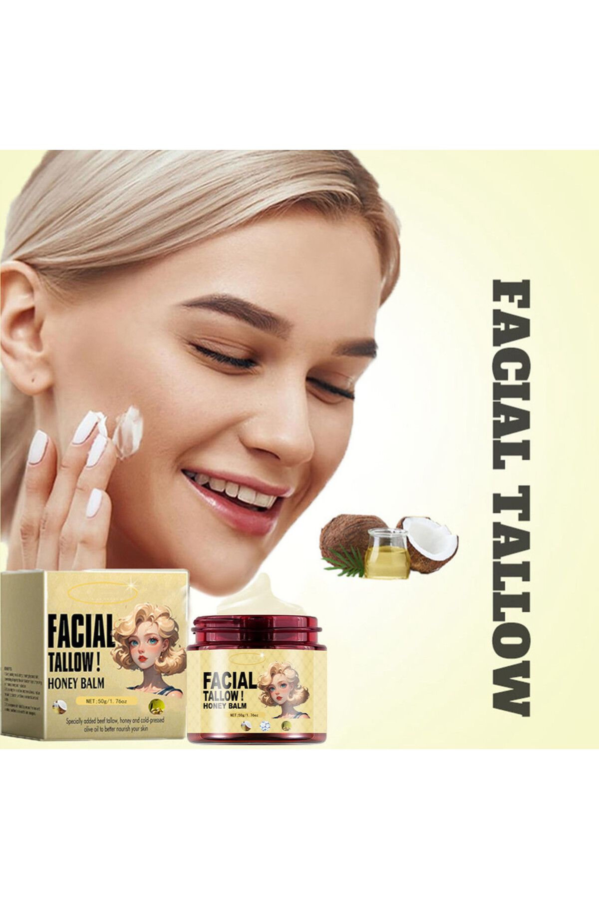 Choice-بلسم شحم البقر مرطب للوجه، كريم شحم البقر للوجه، كريم نقي للعناية بالبشرة، شحم البقر والعسل ... 4