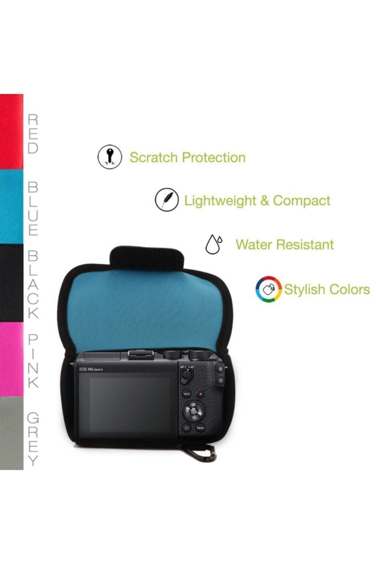لوازم جانبی کیف مشکی مردانه و زنانه سیاه CAMABER CAMAM NEOPRENE CANON EOS M6 MARK II 18 150 میلی متر سازگار با MegaGear