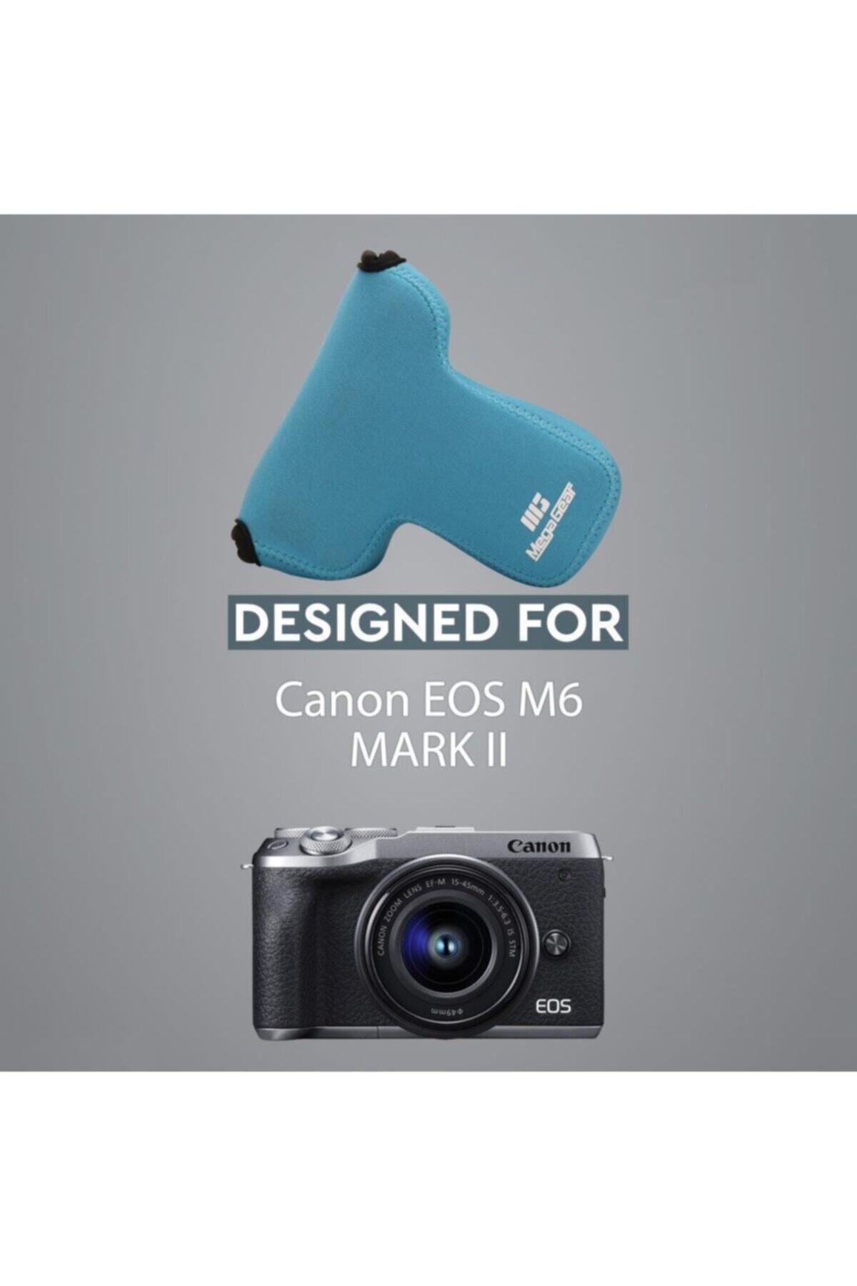 لوازم جانبی کیف مشکی مردانه و زنانه سیاه CAMABER CAMAM NEOPRENE CANON EOS M6 MARK II 18 150 میلی متر سازگار با MegaGear