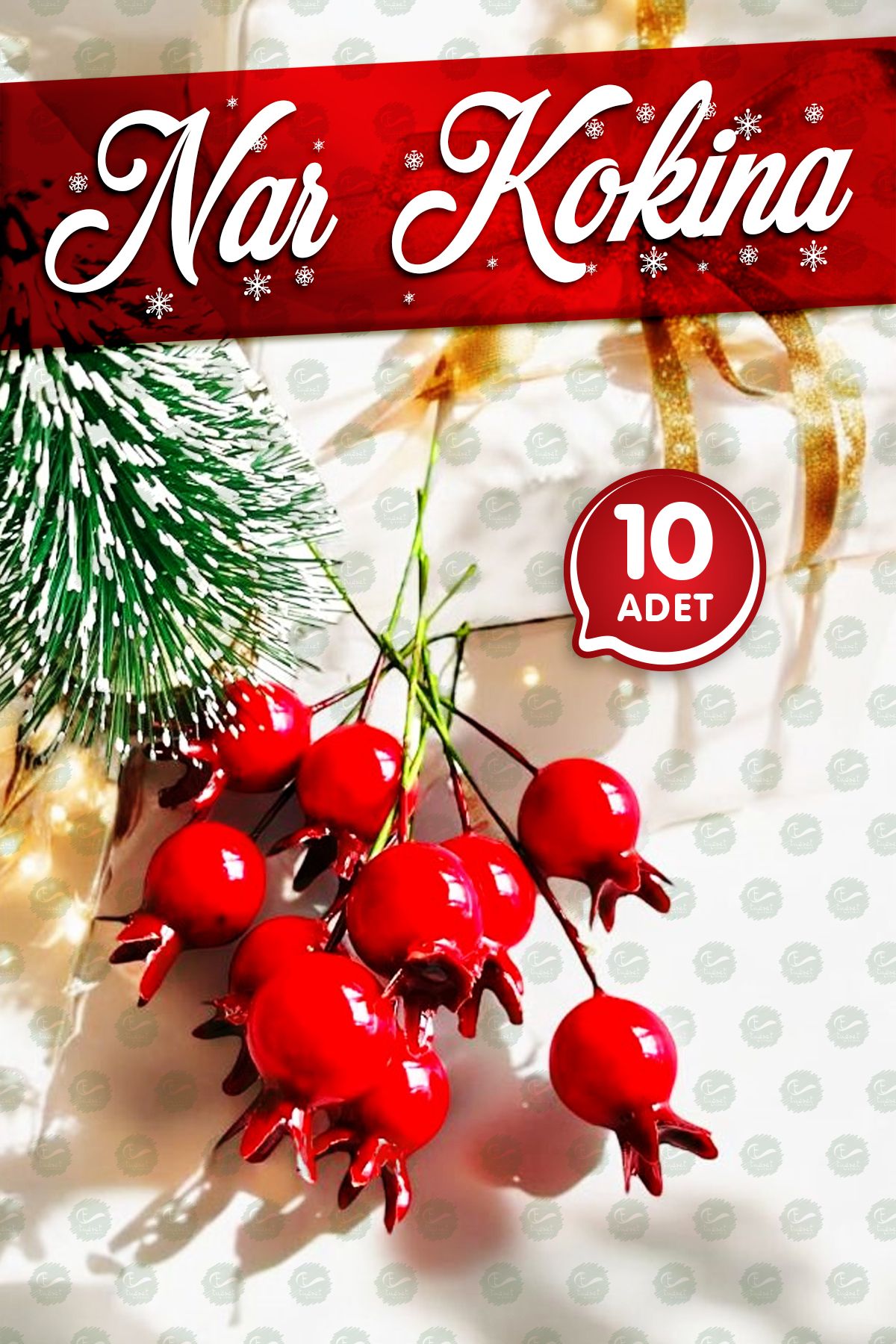 t tuğset etiket-New Year's Artificial Flower Kokina Mini Stringed Berry Pomegranate 10 Pieces 2