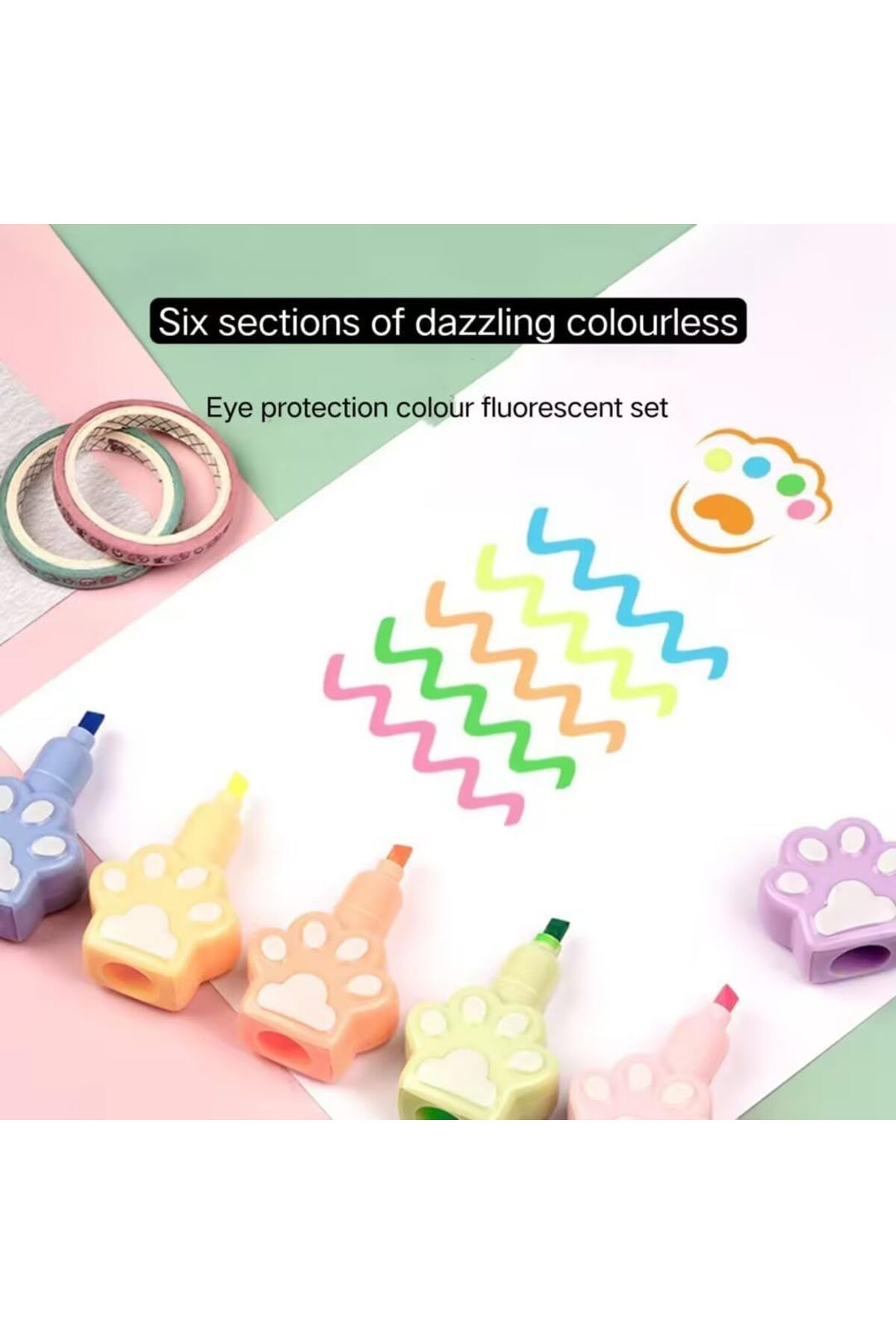 Arabest-6 Pcs (33 Pcs) Mini Highlighter Pens, Pastel Colourful Detachable Highlighter 2