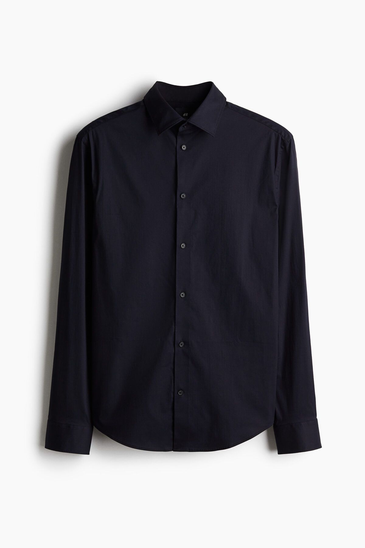 پیراهن / بلوز دکمه دار آبی مردانه کشش باریک و اورجینال H M H&M