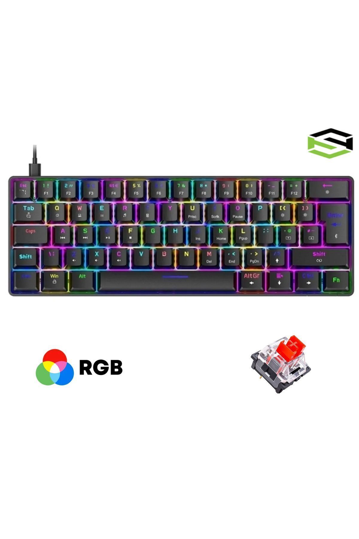 Sarftech T60 Rgb Siyah App Uygulamalı Kırmızı Red Switch Rgb Klavye Kablolu Gaming Oyuncu Klavyesi-3