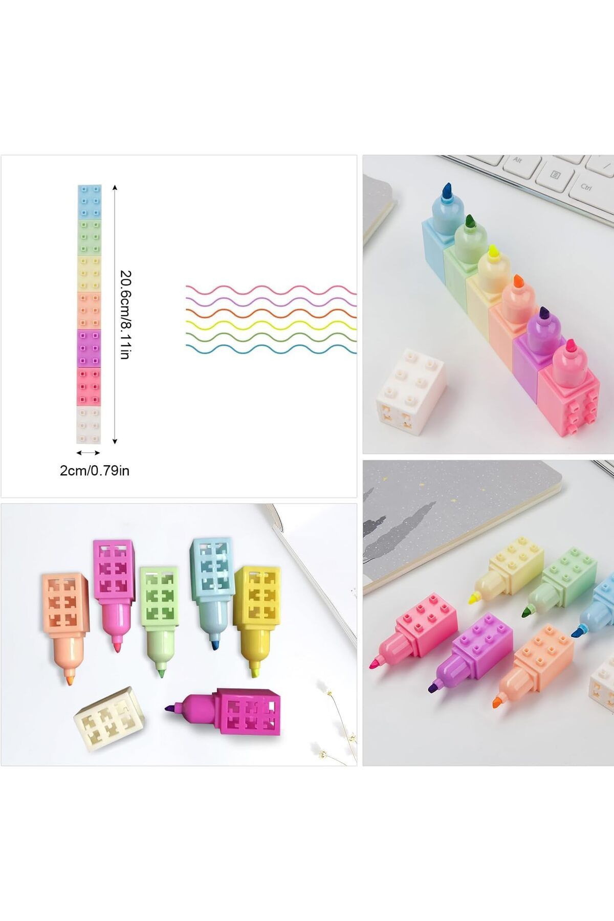 Arabest-6 Pcs (33 Pcs) Mini Highlighter Pens, Pastel Colourful Detachable Highlighter 5