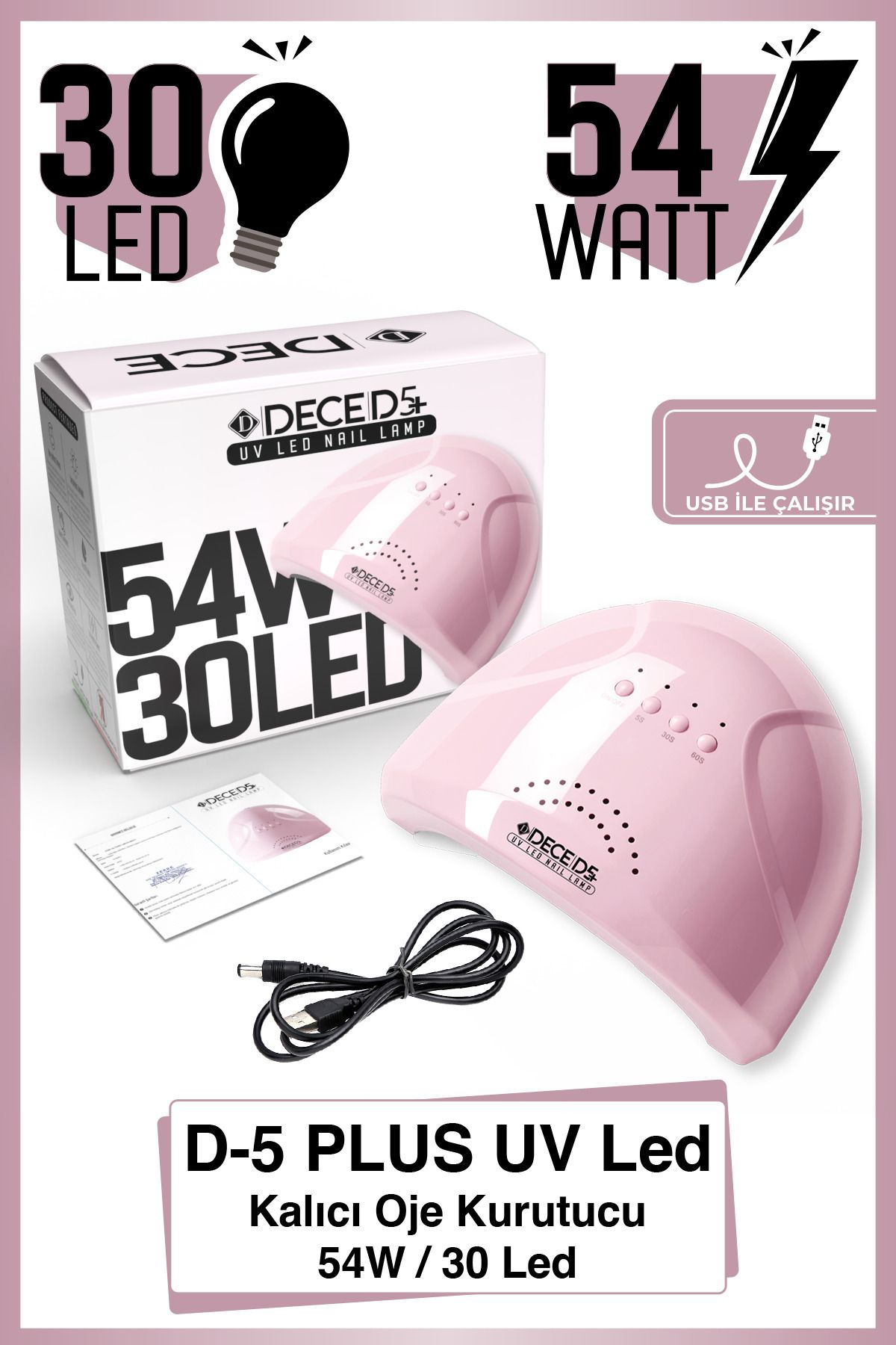 d dece Dece D5 Plus (30 LED-54W) Usb Uv Led Kalıcı Oje Kurutucu