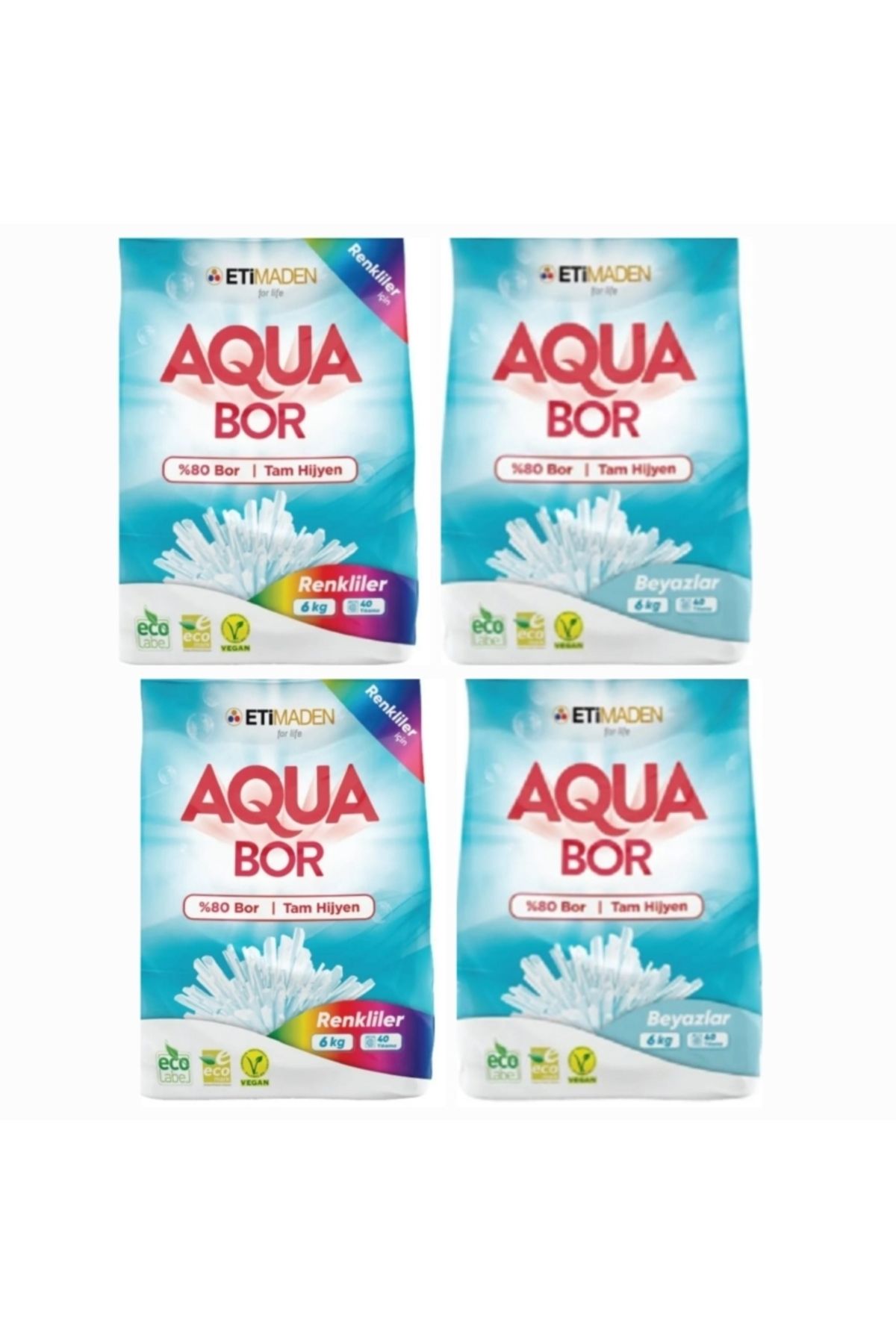 Aquabor RENKİ VE BEYAZLAR İÇİN 6 KG *4 ADET 24 KG 160 YIKAMA