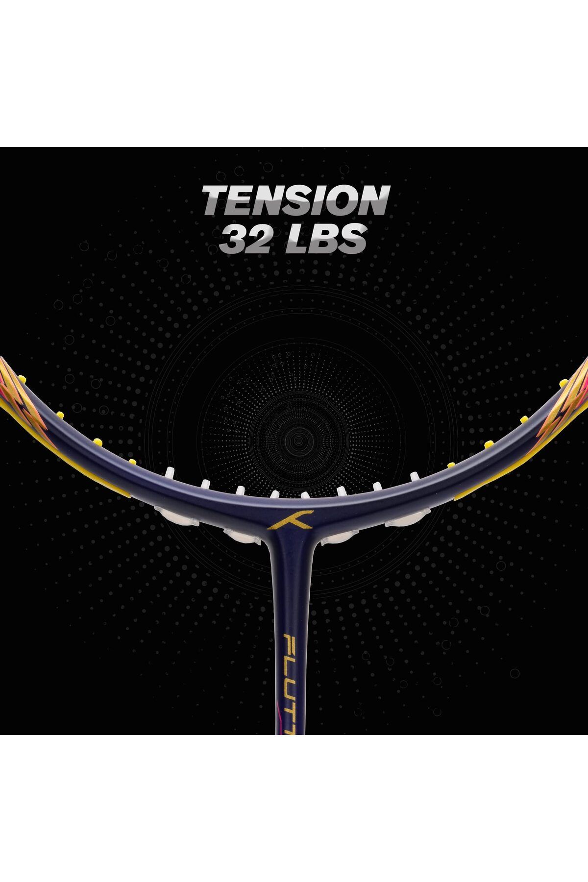 Hundred-Flutter S Ctrl Carbon Fibre Badminton Racket | Navy/lime | 80g | 32lbs Tension 3