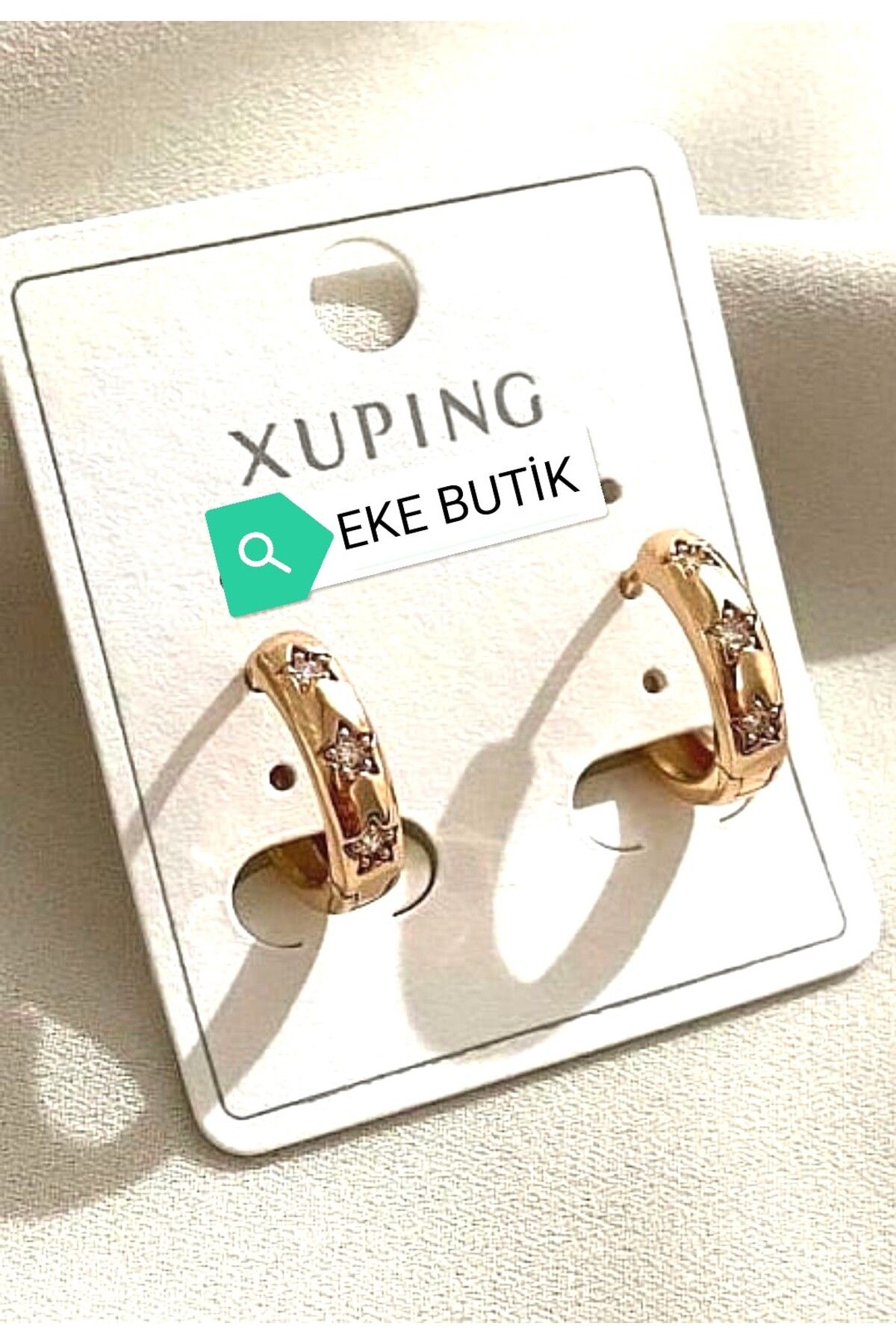 EKE BUTİK-Xuping Children's Rose Gold Starry Stone Hoop Earrings 1