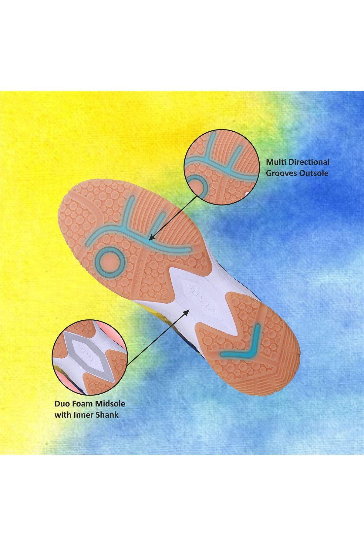 Nivia-Hy-court 2.0 Badminton Shoes Yellow/blue | Size 11 Uk | Non-marking Round Sole 4