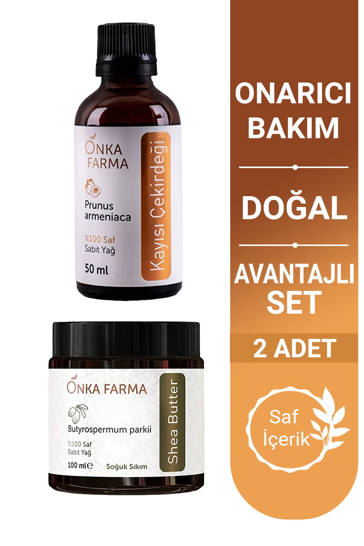 OnkaFarma Onka Farma Onarıcı Bakım Yağ Seti - %100 Doğal Shea Butter & Kayısı Ç. Yağı - Güneş Sonrası -150 ml