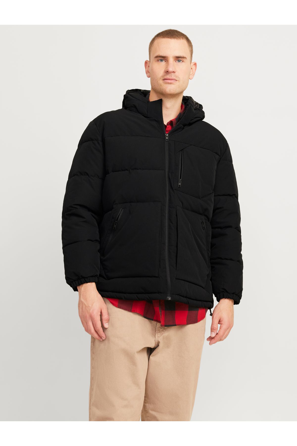 Jack & Jones Jack Jones Jjeotto Puffer Jacket Sn Pls Erkek Siyah Büyük Beden Mont 12263996-02