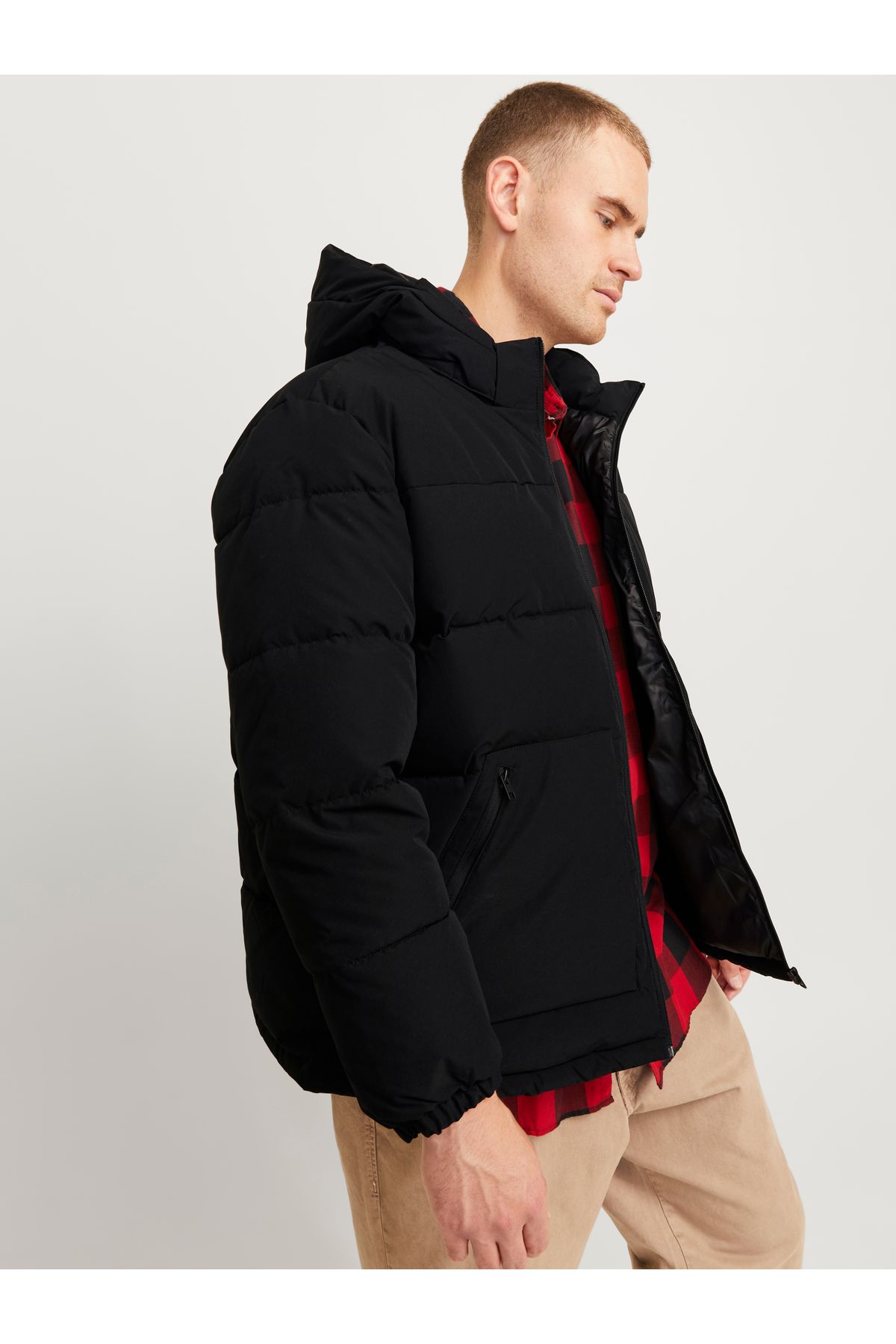Jack & Jones-Jack Jones Men's Black Puffer Coat - Plus Size 12263996 -02 2