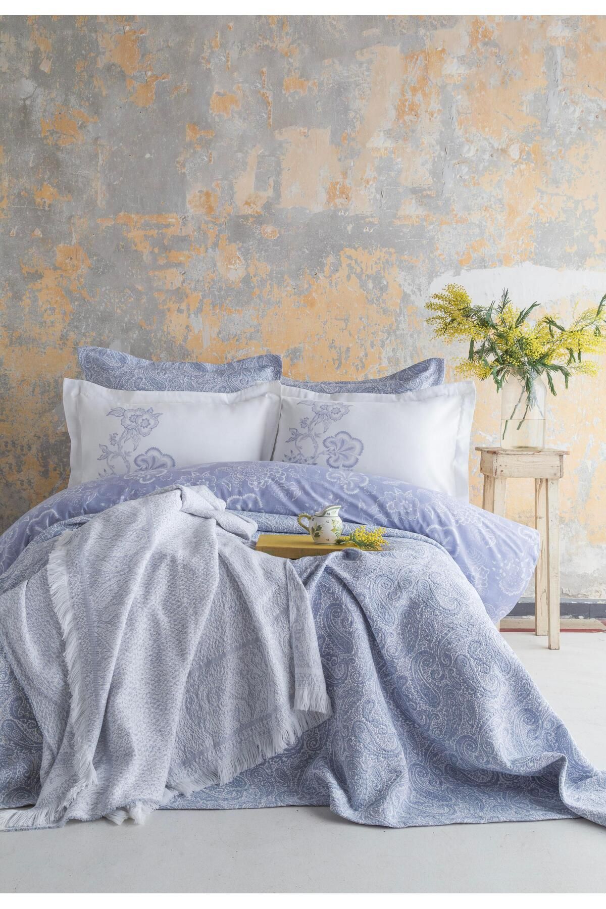 Apricitas HOME ÇİFT KİŞİLİK TIMELESS SET SORELLA COBALT - YATAK ORTUSU