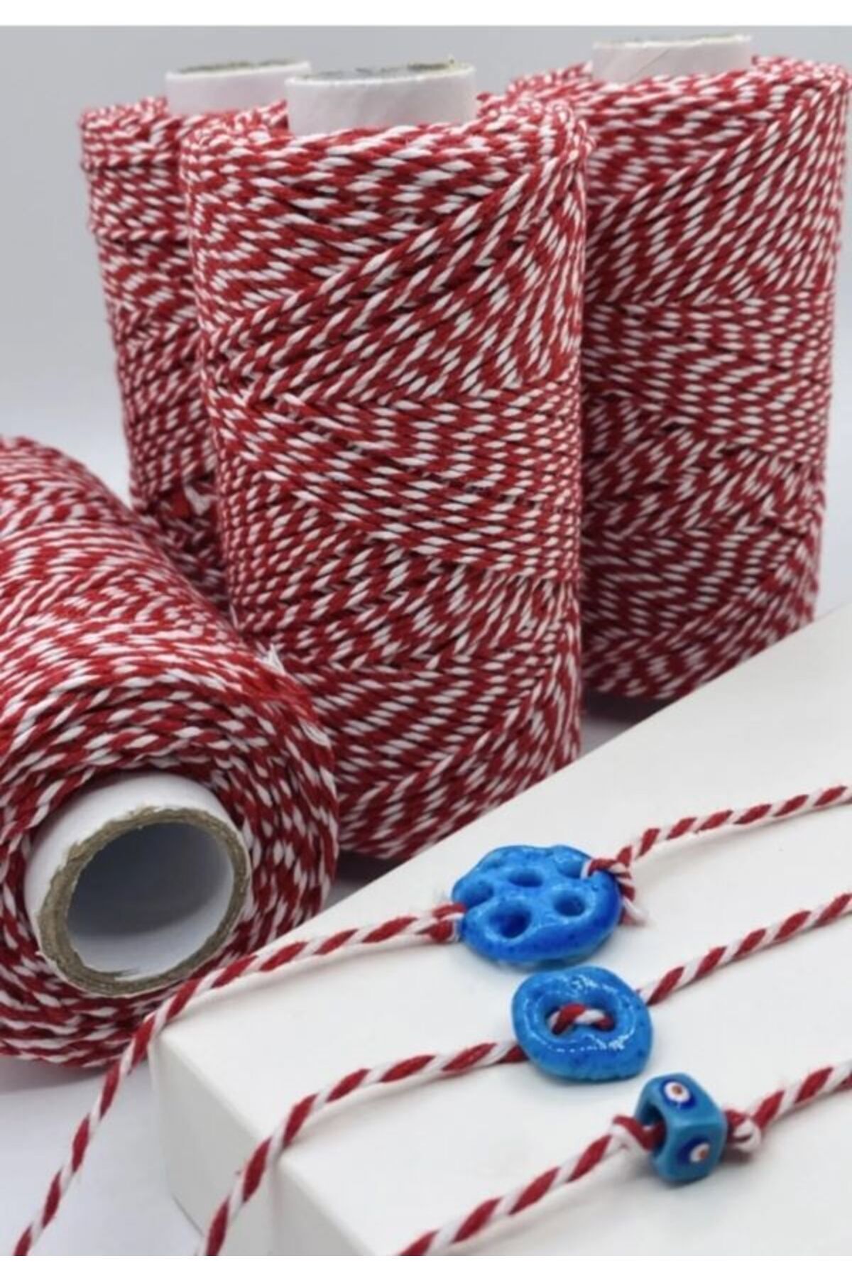 Öztürk-Marteniçka Luck and Wish Bracelet Lanyard. Color: Red White. Jewelry Making String 10 Meters. 1