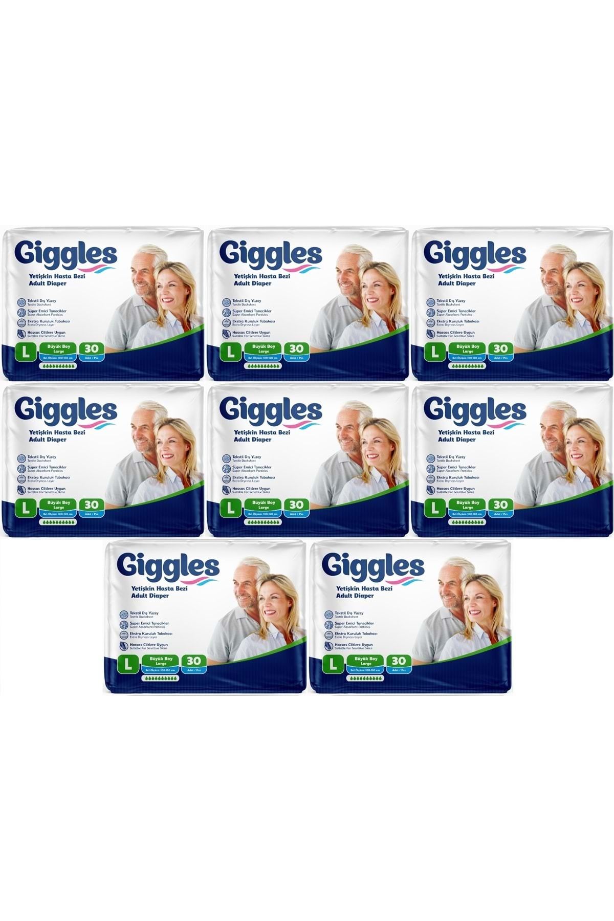 giggles Hasta Bezi Yetişkin Bel Bantlı Tekstil Yüzey Büyük - Large (L) 240 Adet (8PK*30)