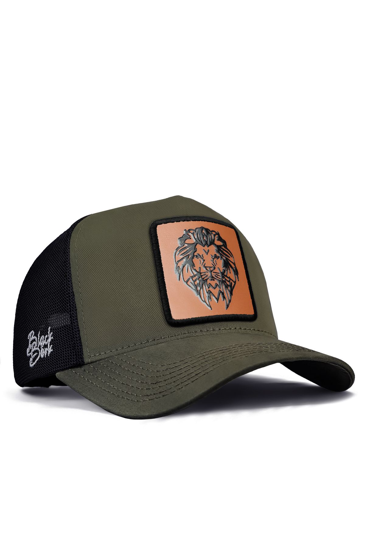 BlackBörk V1 Trucker Lion - کلاه سیاه خاکی یونیسکس (CAP) با لوگو کد 13cs