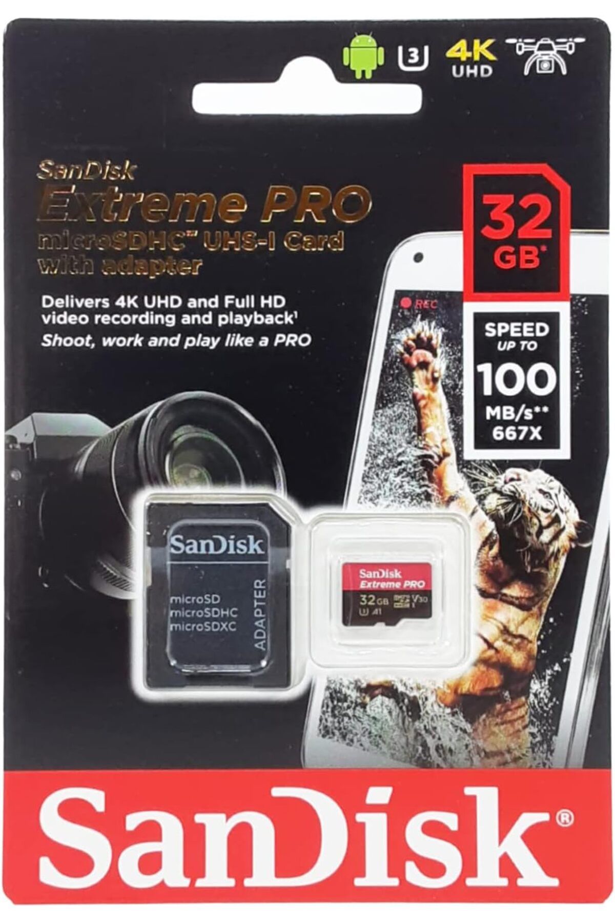 Genel Markalar thestorex 32GB Extreme Pro MicroSDHC Hafıza Kartı, 100 MB/sn'e kadar - SDSQXCG-032G-GN6MA gextr 65