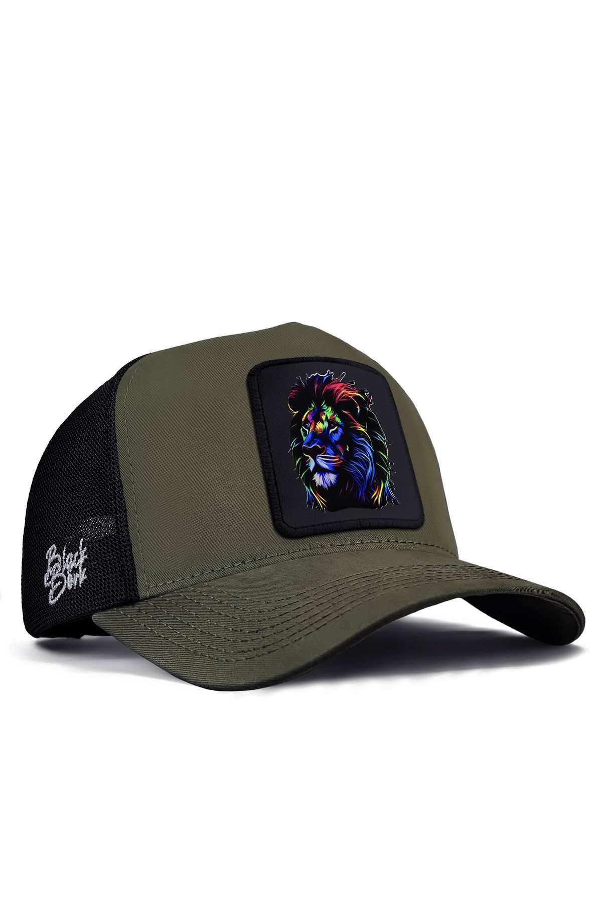 BlackBörk V1 Trucker Aslan - 7sb Kod Logolu Unisex Haki-siyah Şapka (CAP)