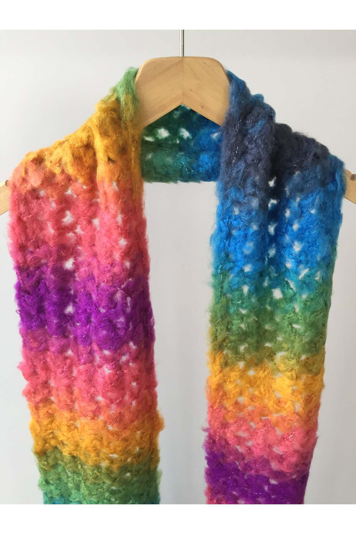 Mora Örgü  Mora Knit Atkı El Örgüsü Hafif Yumuşak (18x220cm 165g) Özel Örgü Atkı (MK 1) - Görsel 5