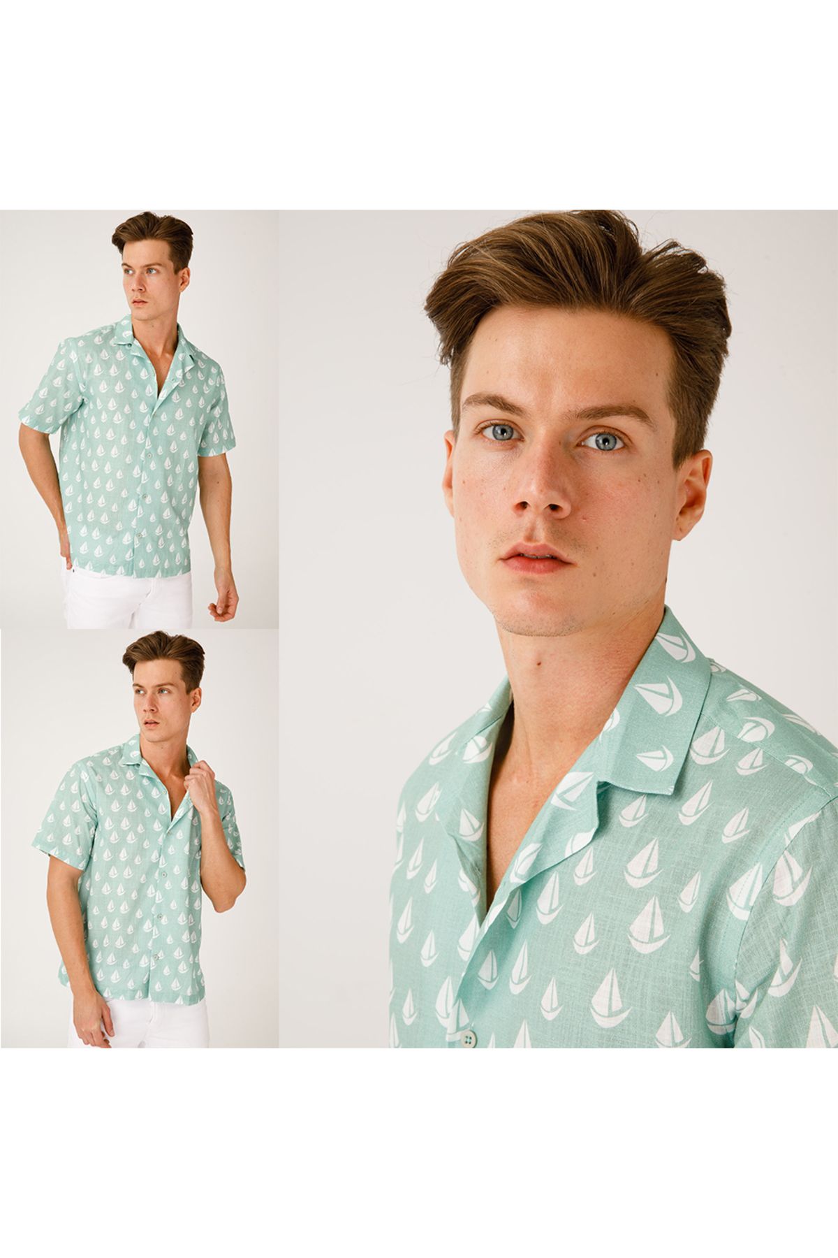 ANEMOSS-Sailboat Patterned Man Shirt - M 8