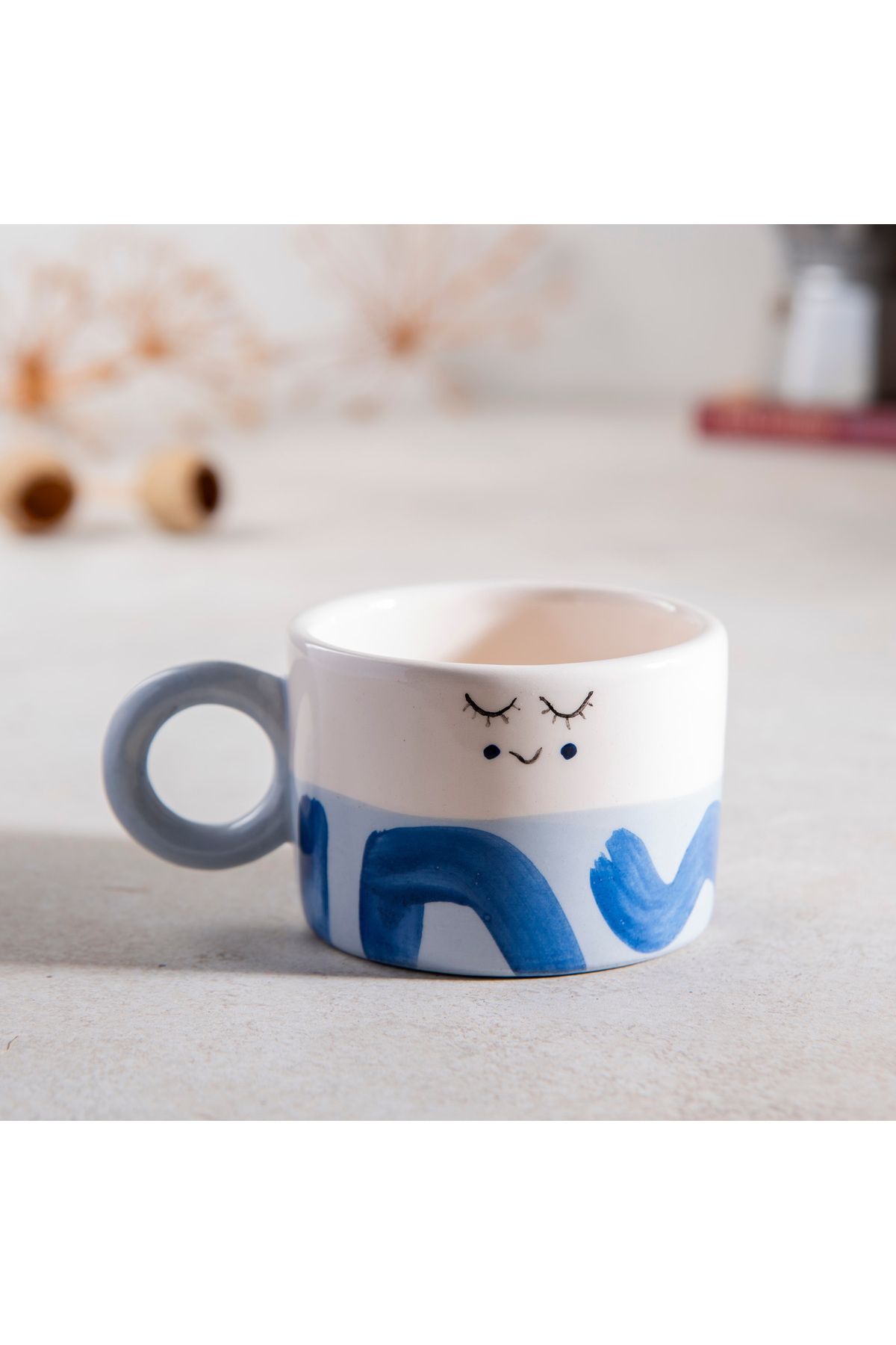 Ayda Seramik-Handmade Ceramic Blue Lady Coffee Cup - Cup 1