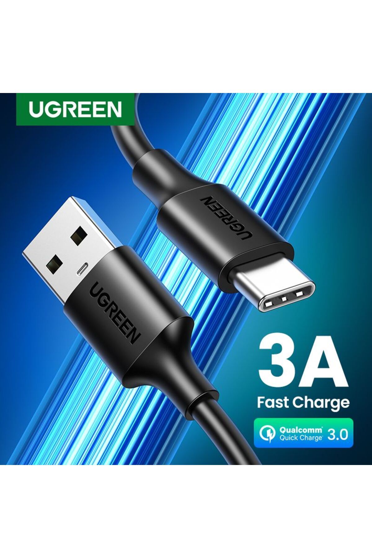 Ugreen-كابل شحن ومزامنة بيانات USB إلى USB-C بطول 1 متر - أسود 3
