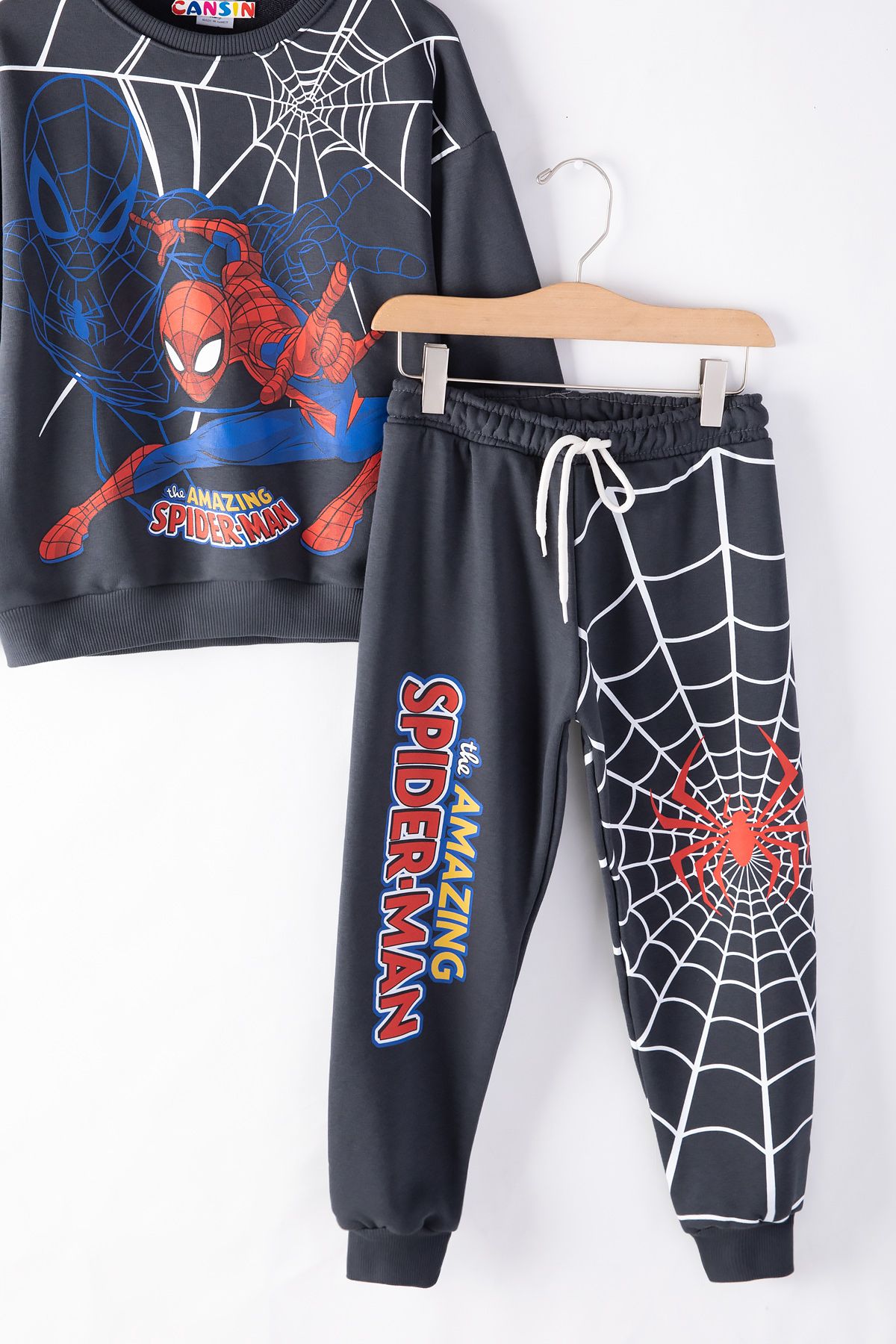 Cansın Mini-Chlapčenská tepláková súprava – údená, potlač Spiderman, výstrih 19845 4