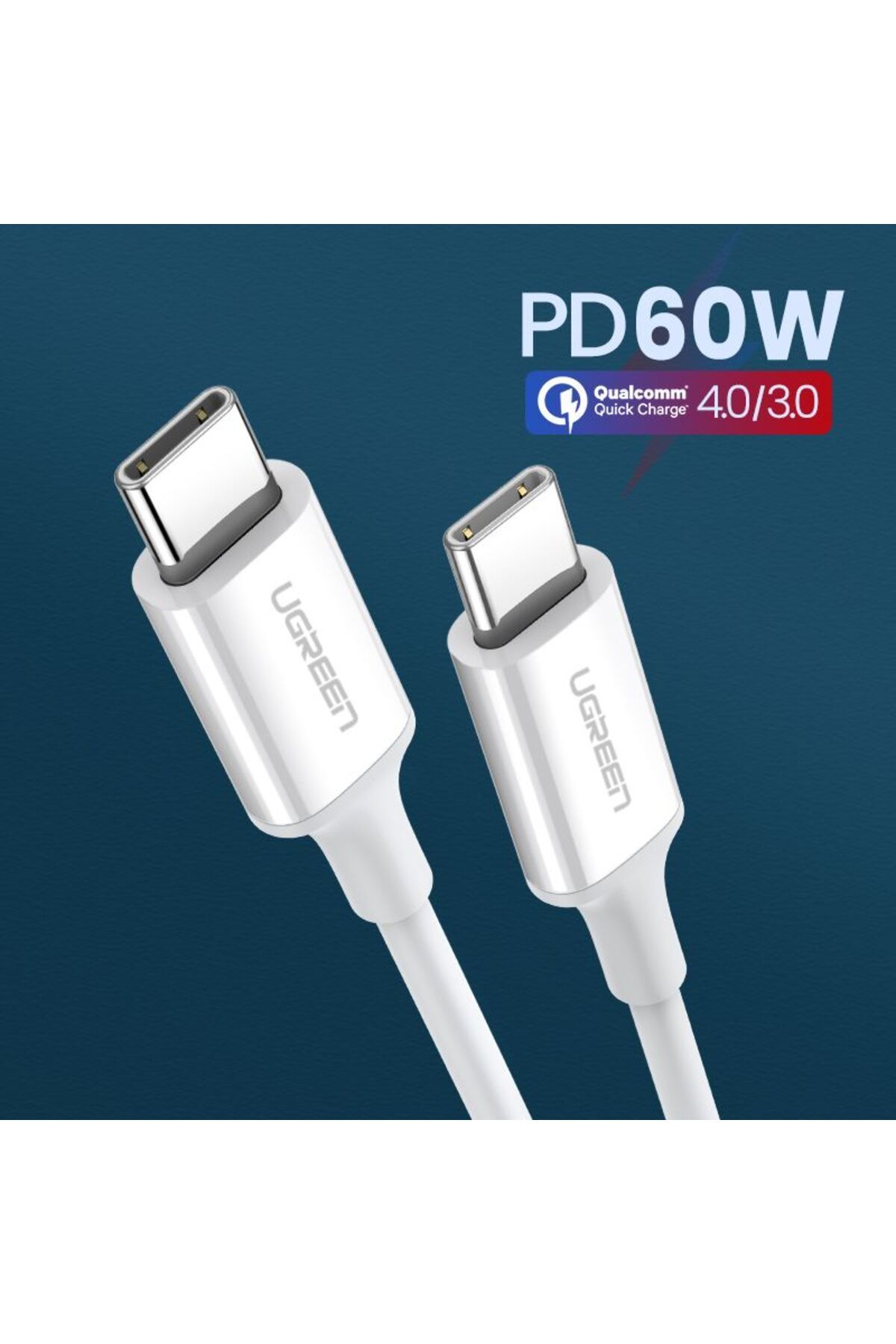 Ugreen-غطاء USB 2.0 C M/M ABS بطول 1 متر - أبيض 4