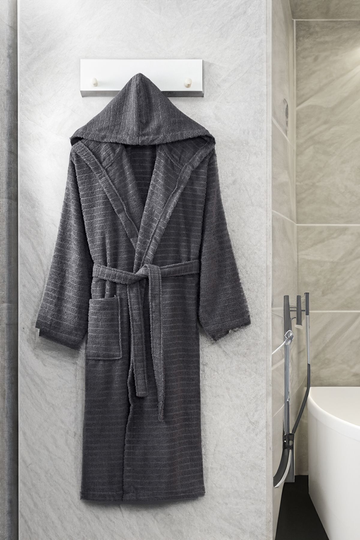 Nature Anthracite Hooded Bathrobe 3XL