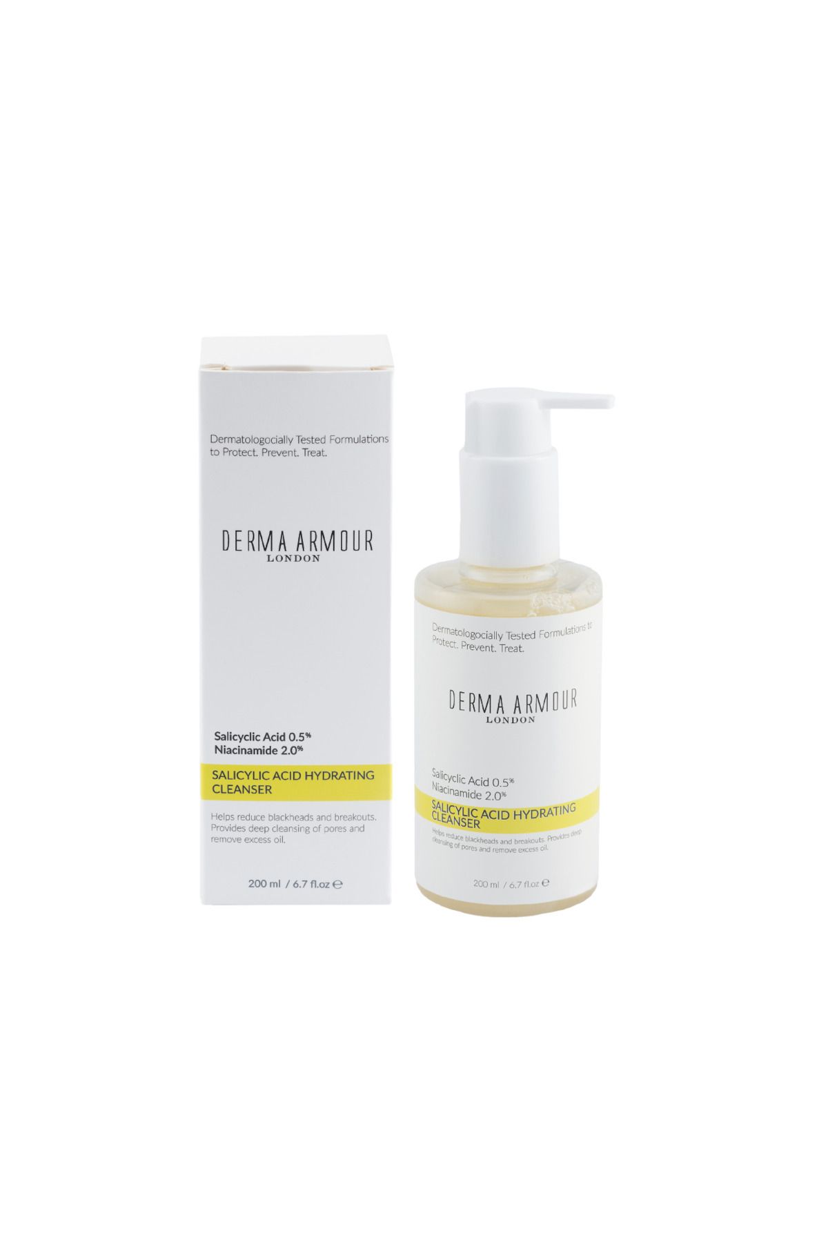پاک کننده صورت سالی سیلیک هیدراتاسیون 0.5 ٪ اسید سالیسیلیک و 2 نیازینامید 200 میل derma armour