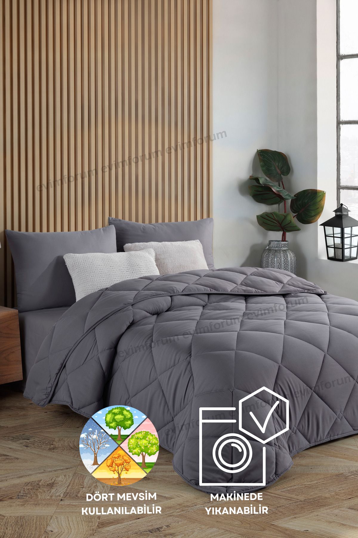 Formeya-Anthracite Gray Bedspread Soft Four Seasons Single Quilt 155X215 cm 1