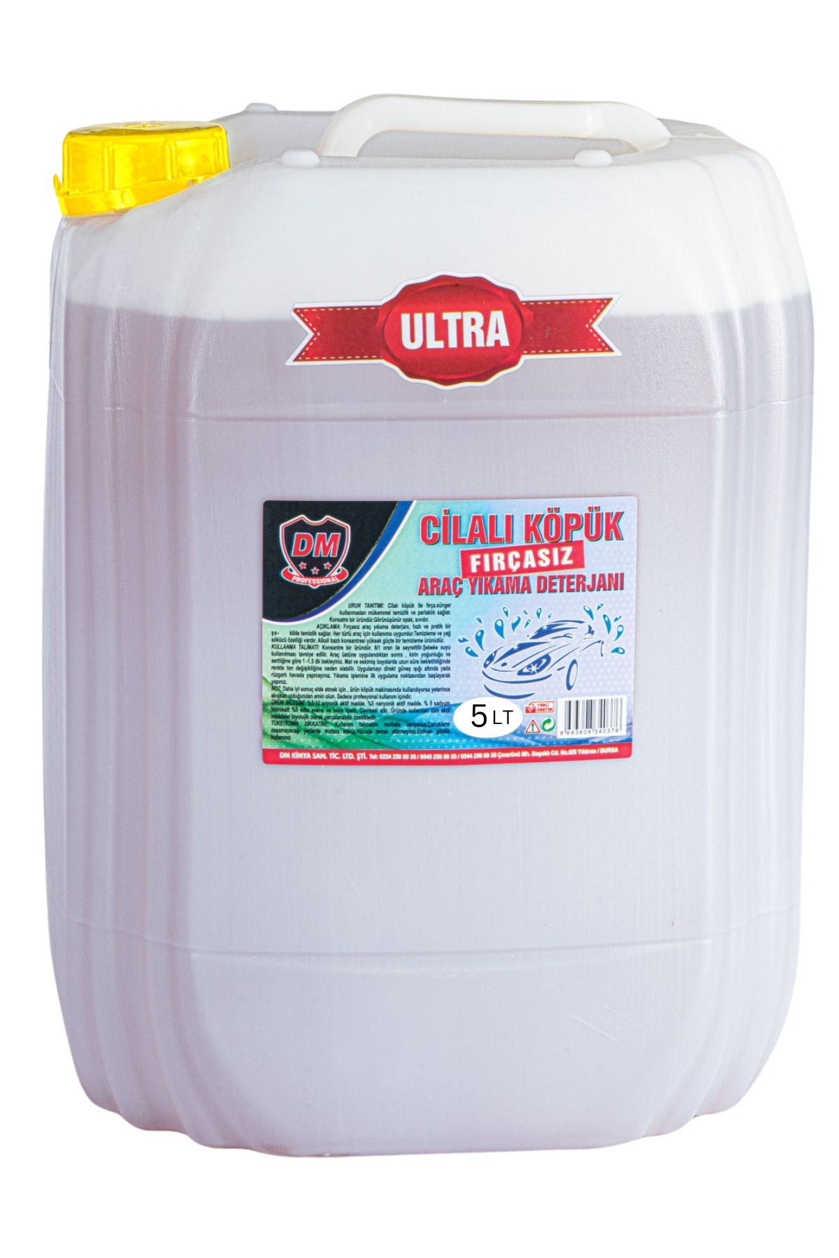 DM KİMYA Ultra Cilalı Köpük Fırçasız Araç Yıkama Şampuanı 5 Litre