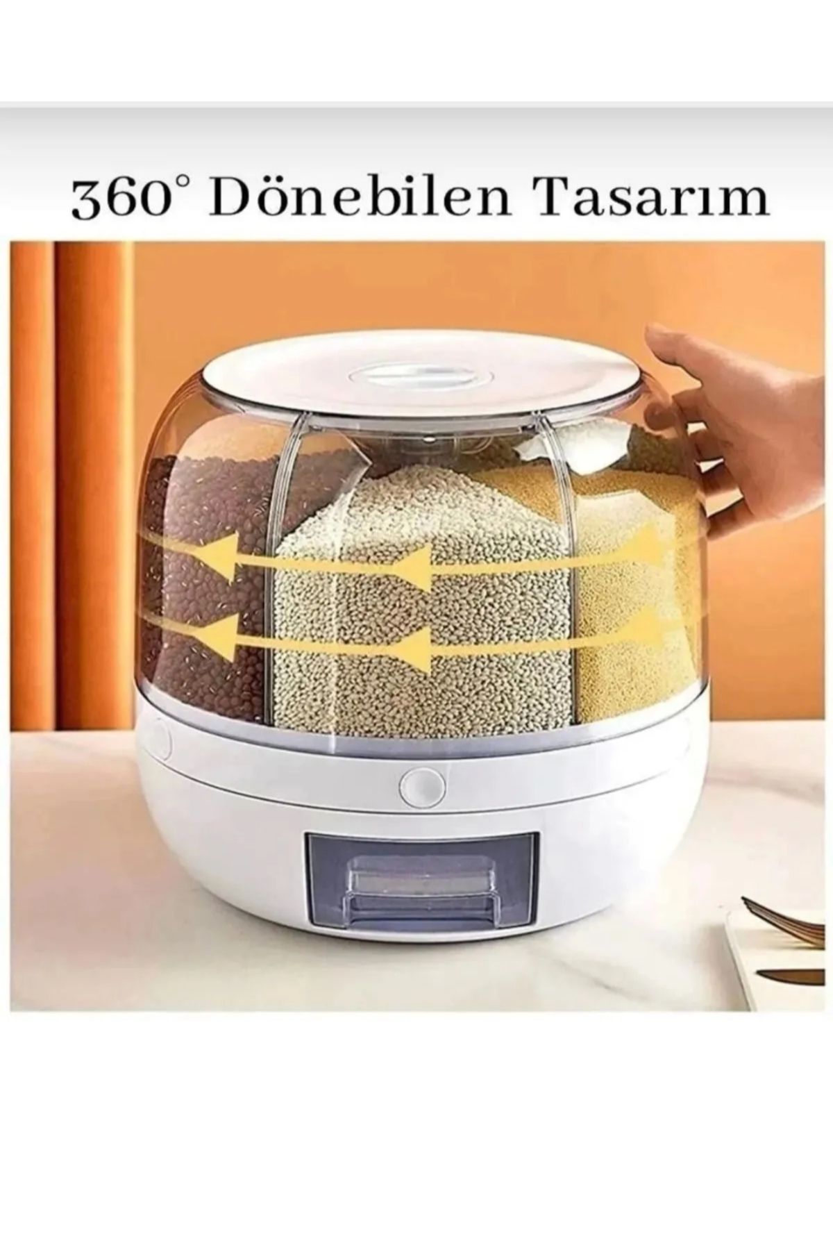 HBNC-360 °   Rotatable Dry Food and Pulses Organizer 6 Compartment Storage Container 6 Lt 2