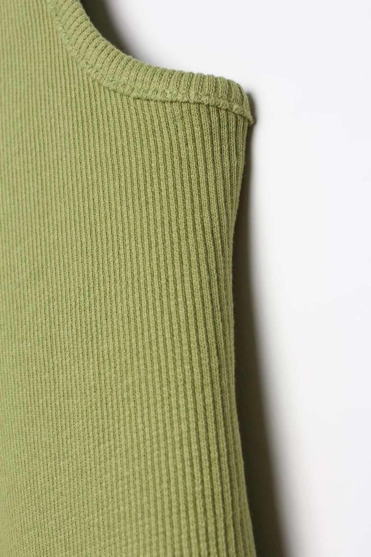 ALLDAY-Light Green-Cotton Ribbed Sleeveless T-Shirt 6