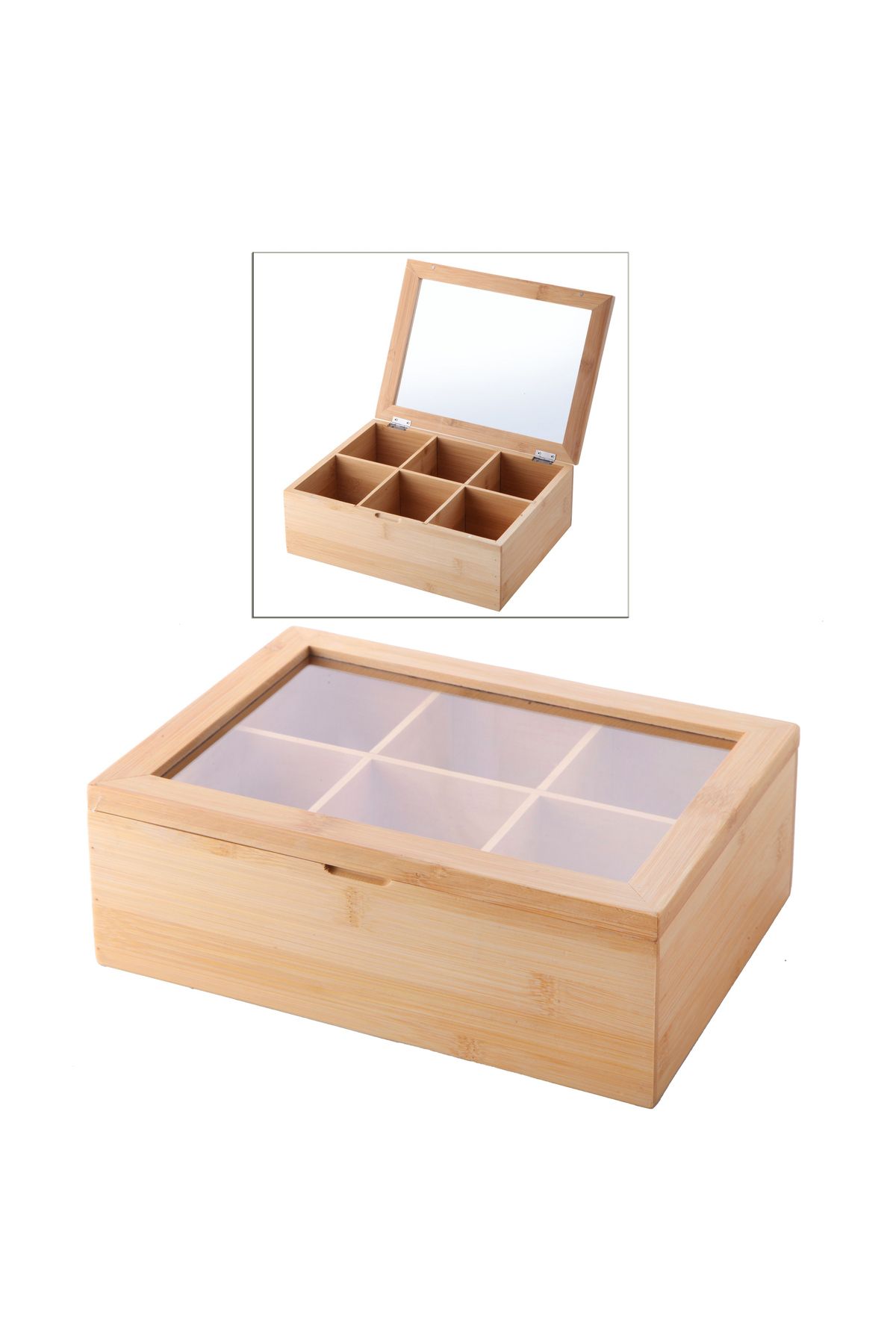 Balsa Grup-Balsa Mrk Model 6 Compartment Bamboo Tea Box 24X16X7Cm. 1