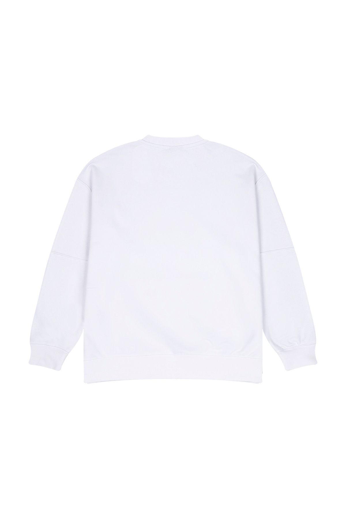 Eazy Co-Hanorac premium oversize unisex alb cu gât crew de primăvară petice 3
