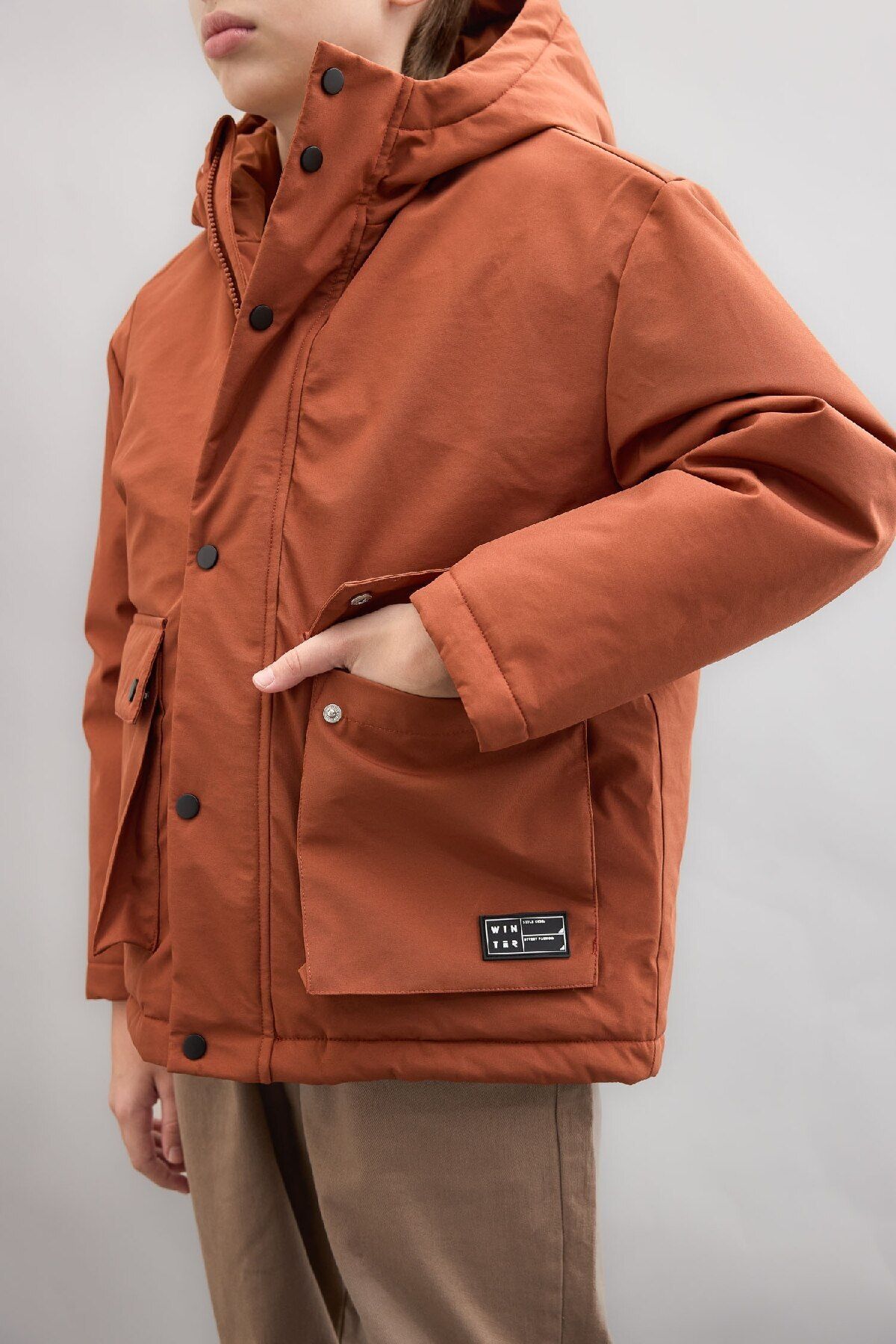 DeFacto-Boy Water Repellent Hooded Coat C5980A824Wn 3