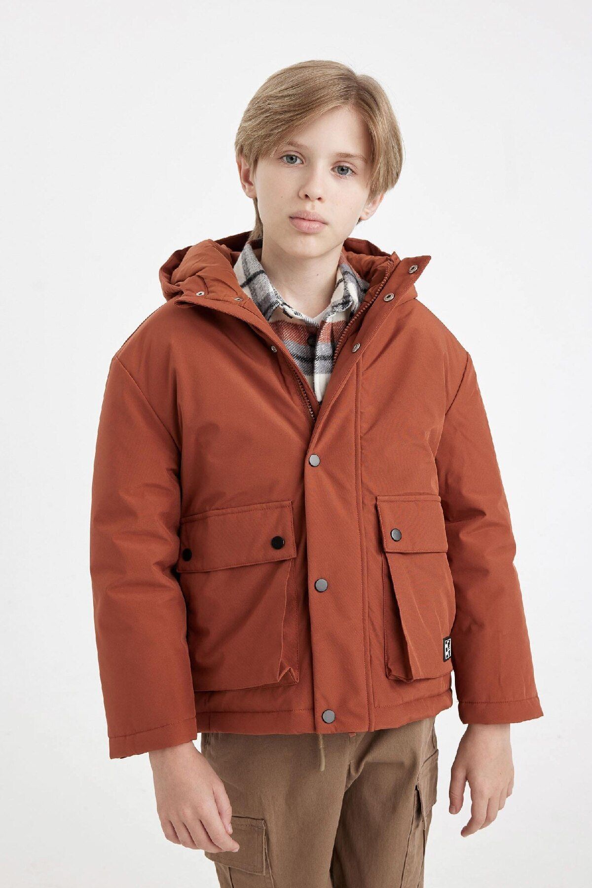 DeFacto-Boy Water Repellent Hooded Coat C5980A824Wn 5