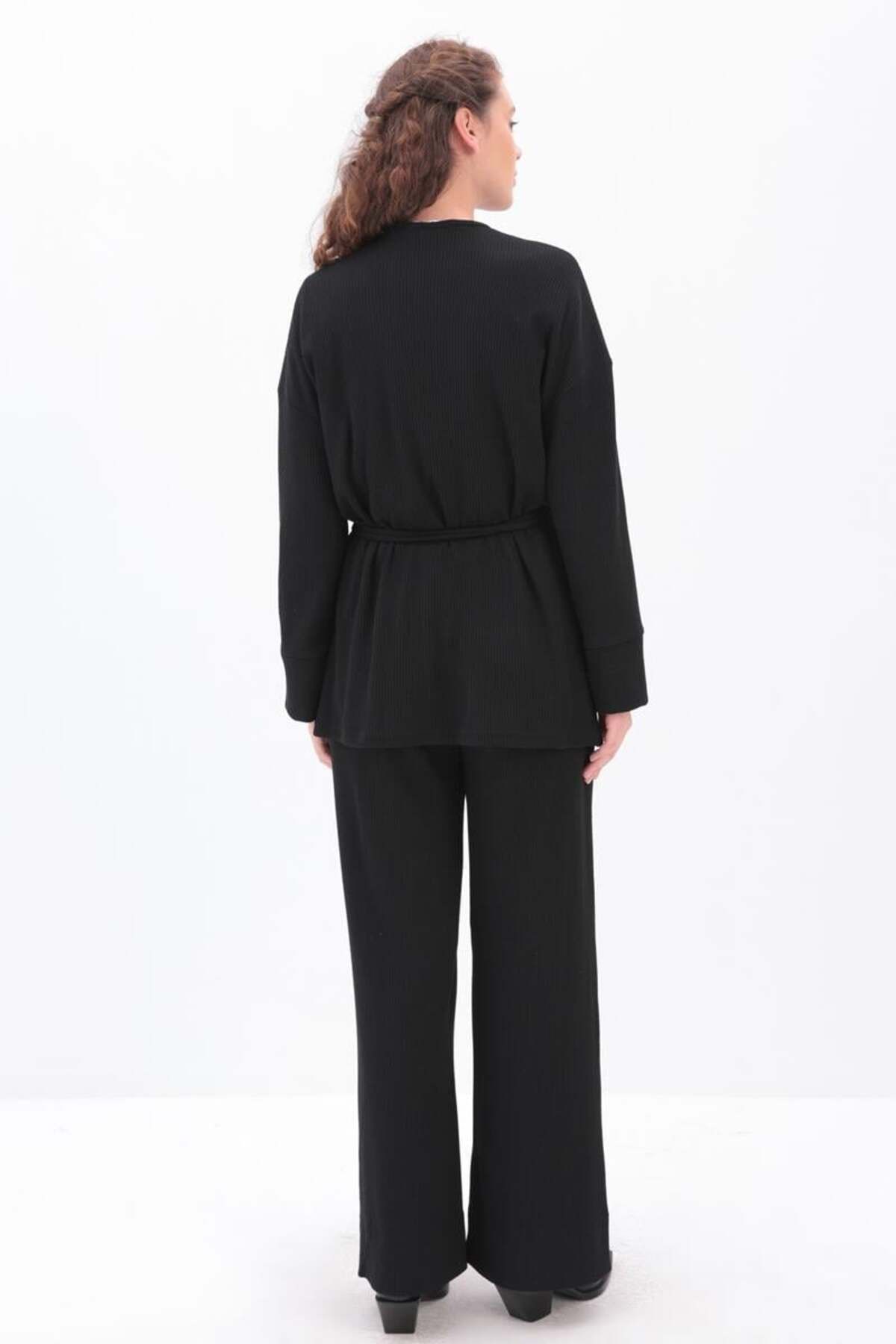 ALLDAY-Black Double-Breasted Collar Pant Suit 4