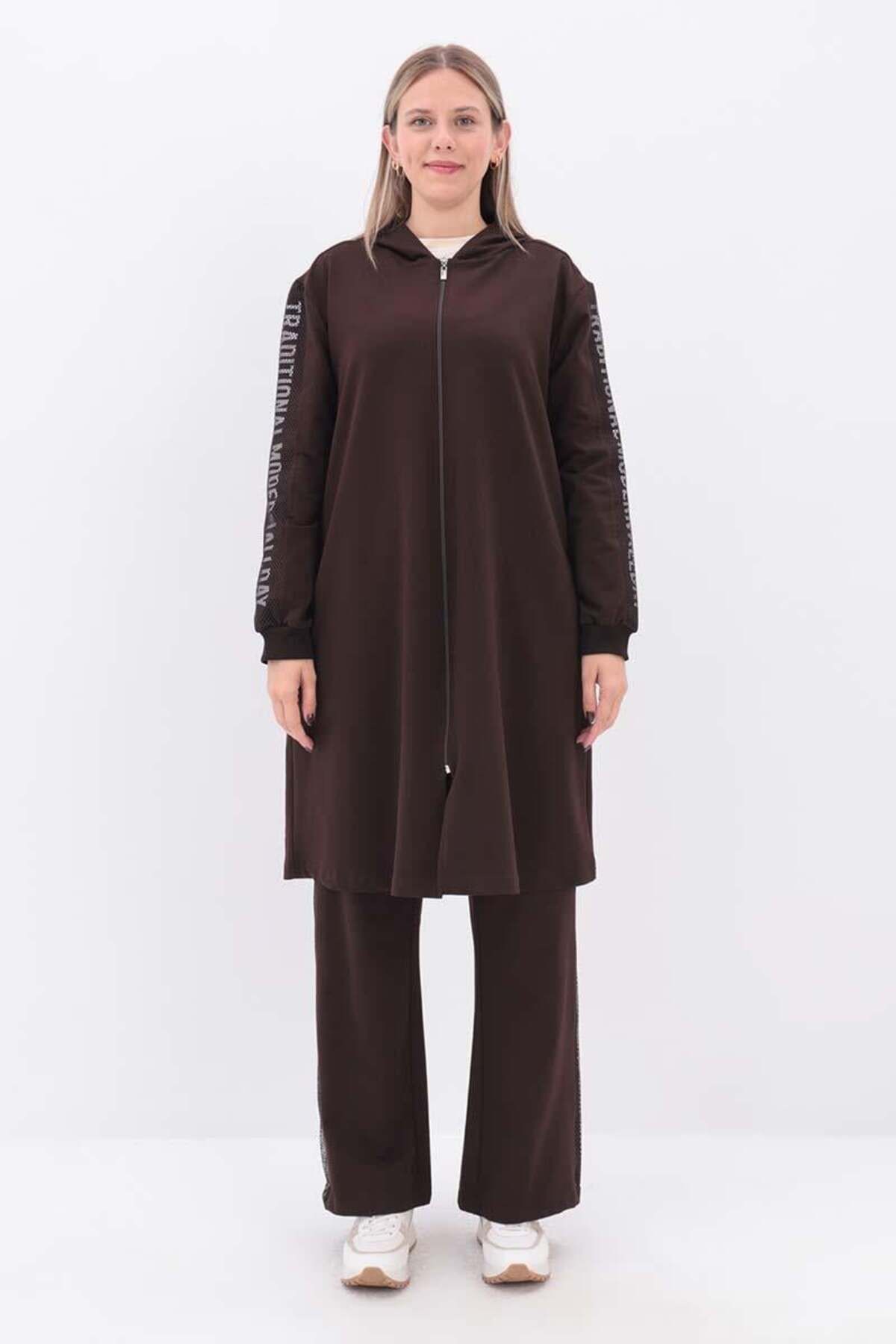 ALLDAY-Bitter Coffee-Printed Mesh Plus Size Tracksuit Set 2
