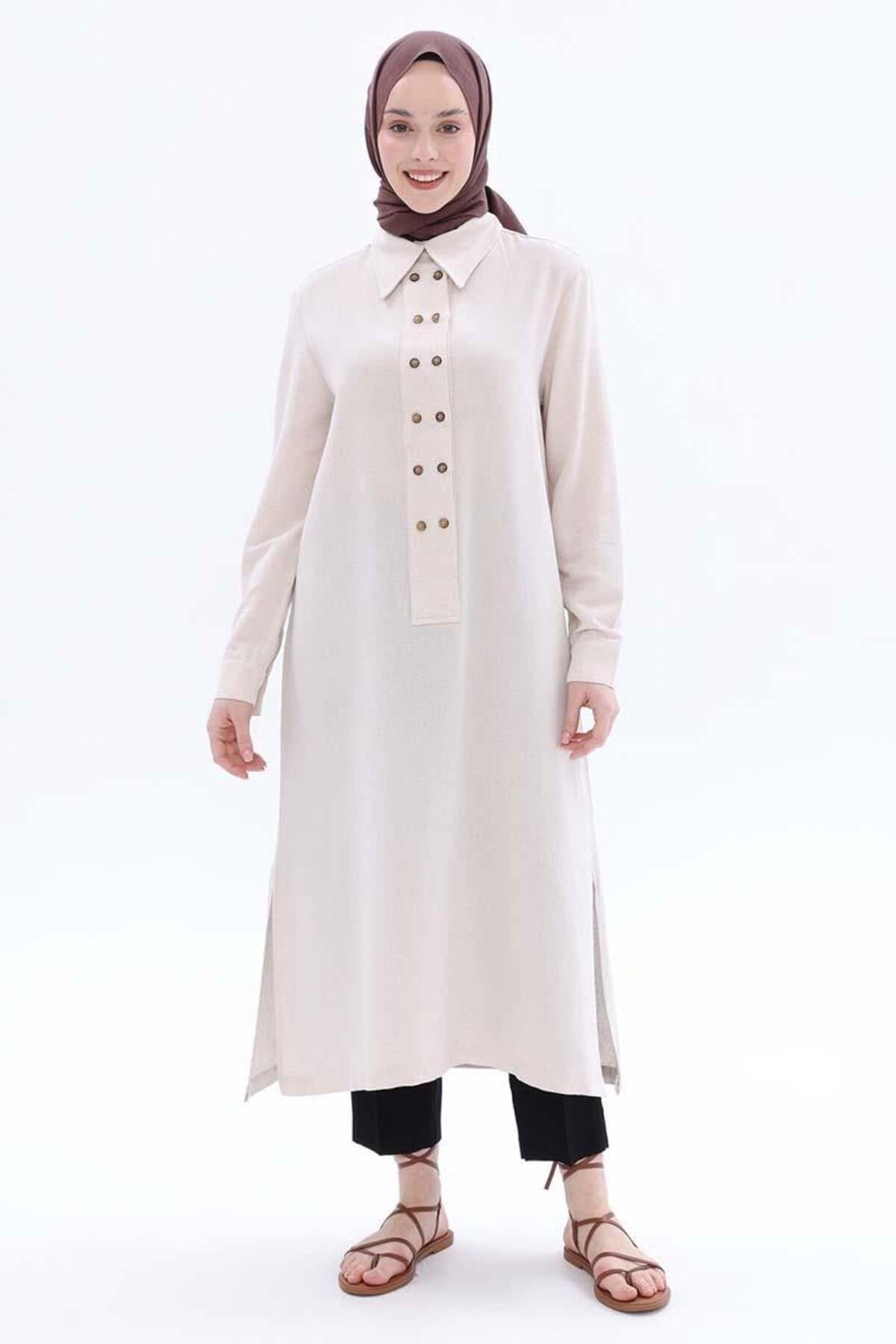 ALLDAY-Bone-Double Button Linen Tunic 2