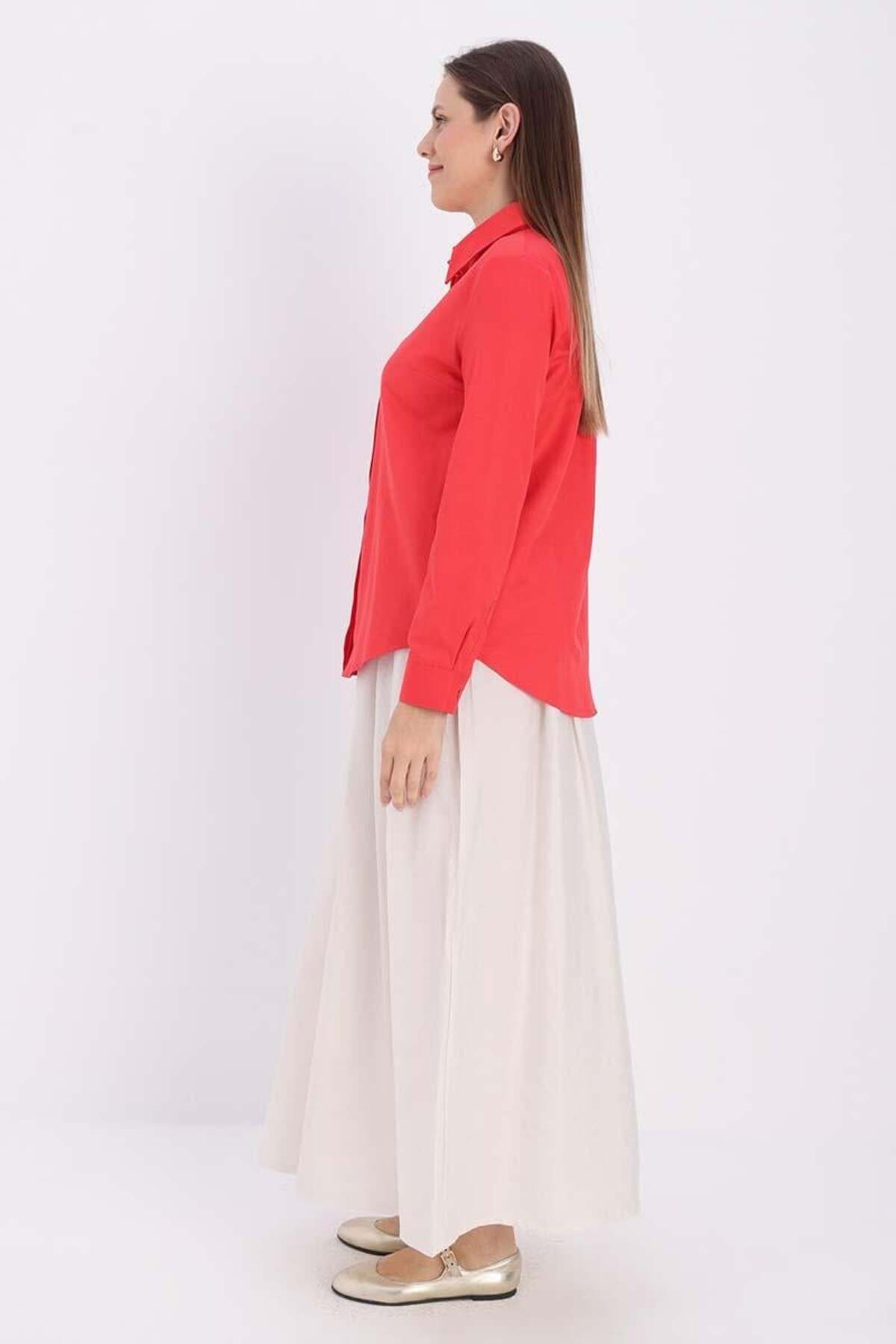 ALLDAY-Red-Cotton Hidden Placket Shirt 3