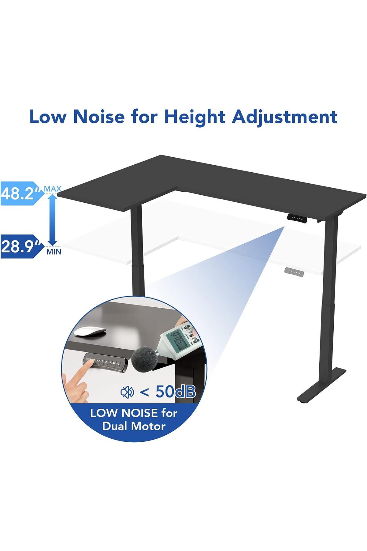 Mahmayi-Flexispot Modern L-Shaped Electric Standing Desk Sit Stand Up Desk with Height Adjustable, Black 7