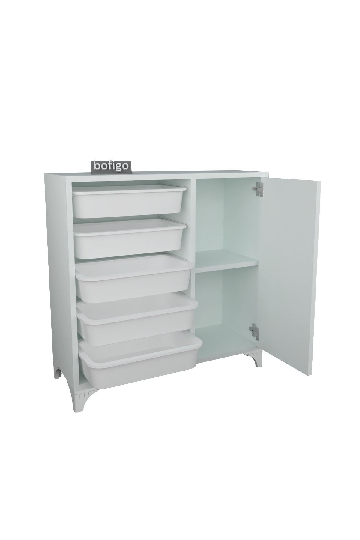 Bofigo 5 Sepetli Dolap Çok Amaçlı Dolap Oyuncak Dolabı Kayra Beyaz fotoğrafı 6 (önizleme)