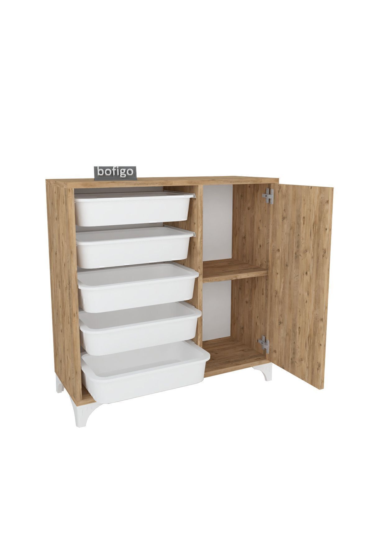 Bofigo 5 Sepetli Dolap Çok Amaçlı Dolap Oyuncak Dolabı Kayra Çam fotoğrafı 4 (önizleme)